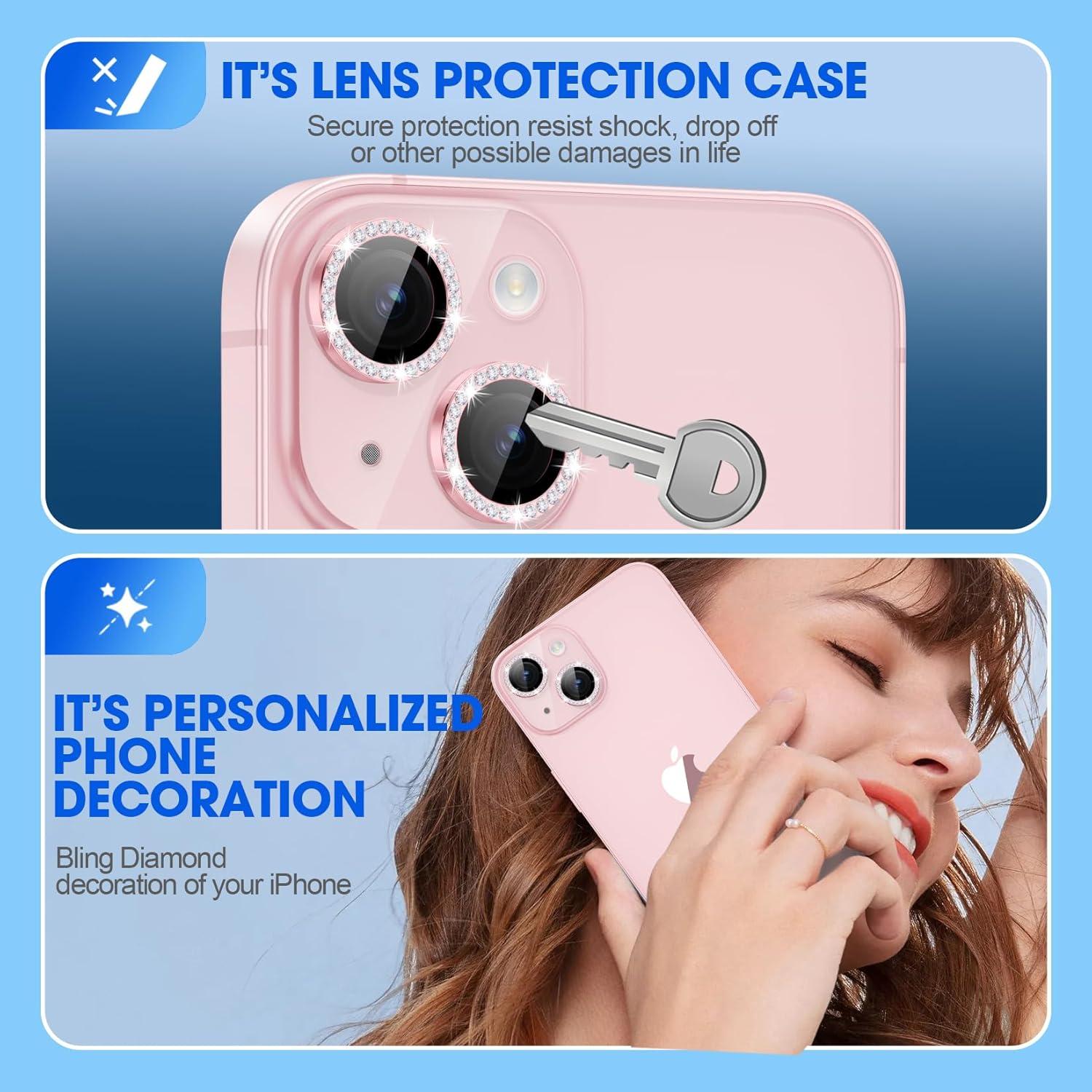 Protector de Lente Xfilm para iPhone 15/15 Plus 9H Rosa
