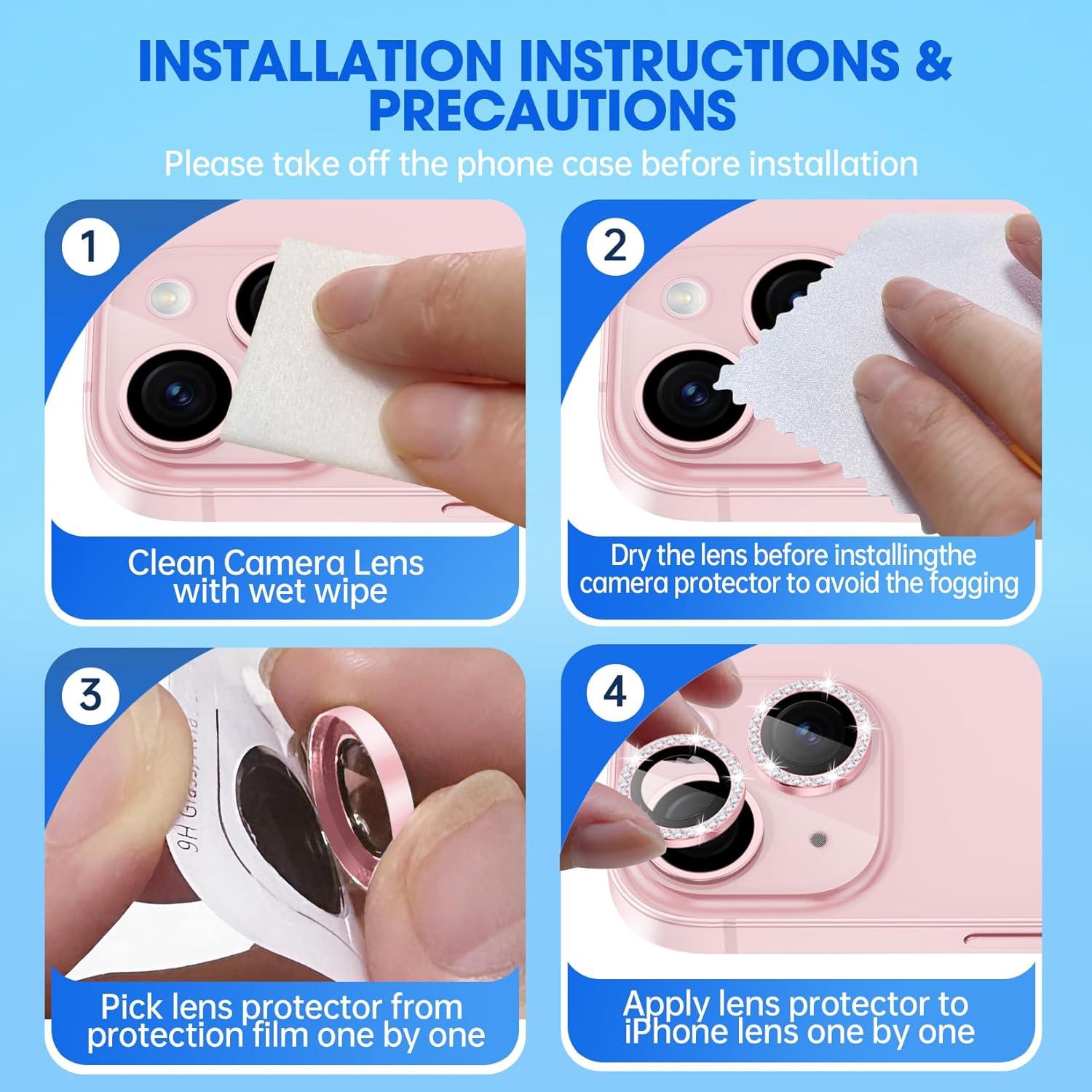 Protector de Lente Xfilm para iPhone 15/15 Plus 9H Rosa