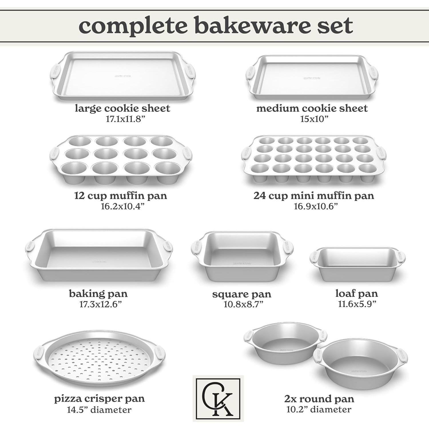 Juego de Utensilios para Hornear Antiadherentes Country Kitchen - 10 Pzs