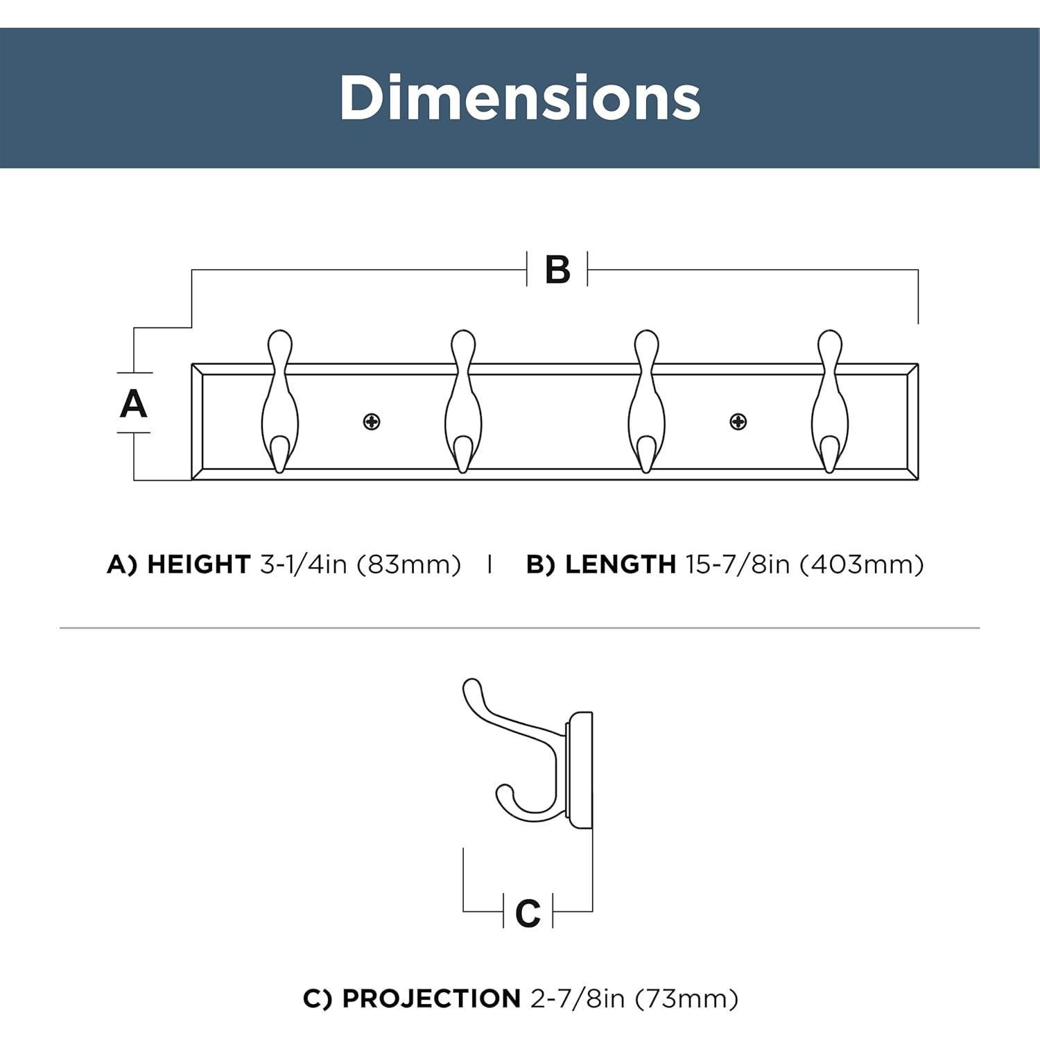 Perchero de Pared Curvo Franklin Brass Blanco 40.64 cm 4 Ganchos