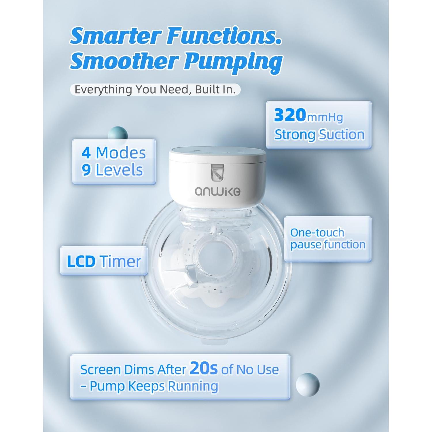 Extractor de Leche Manual ANWIKE Portátil 230g Bajo Ruido 4 Modos