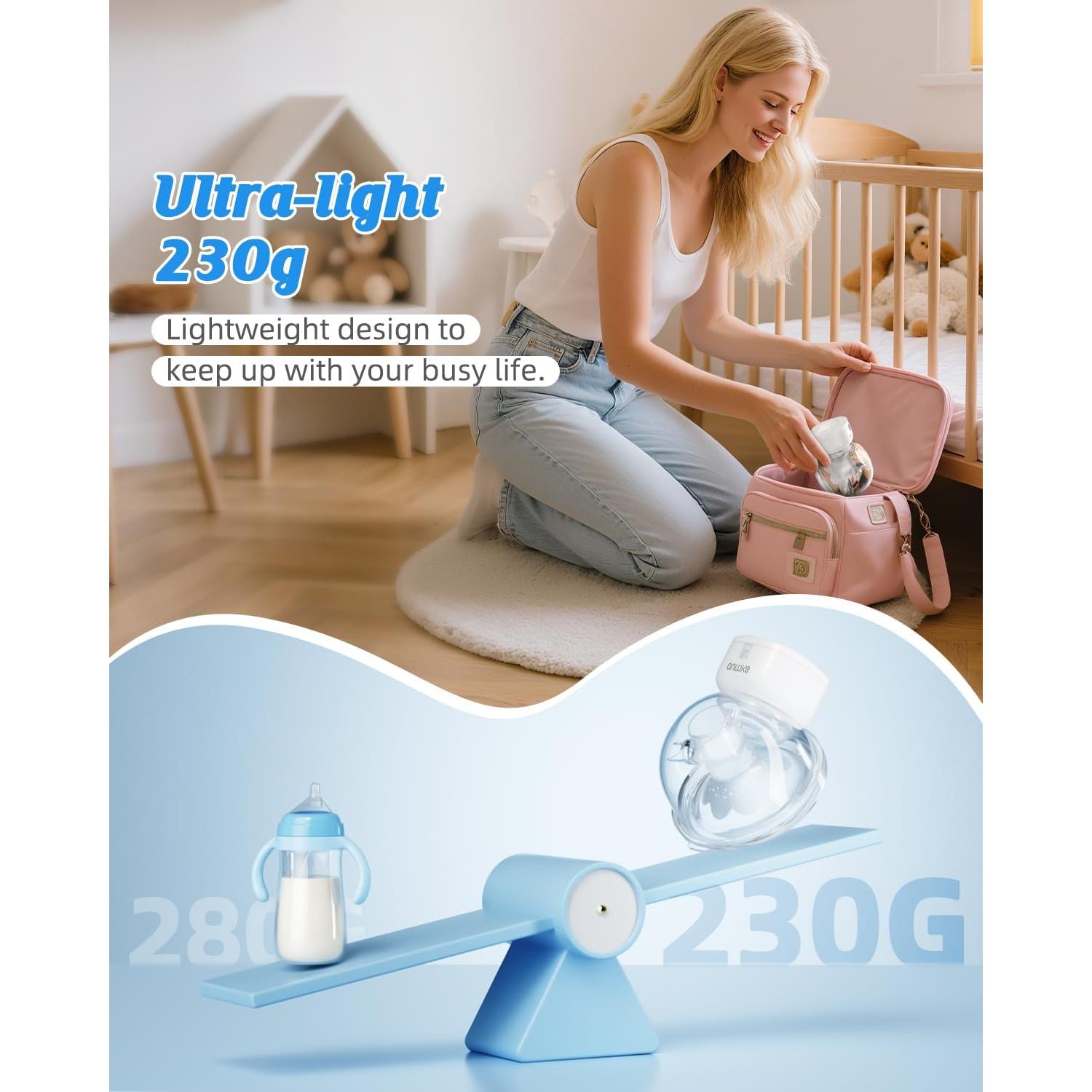 Extractor de Leche Manual ANWIKE Portátil 230g Bajo Ruido 4 Modos