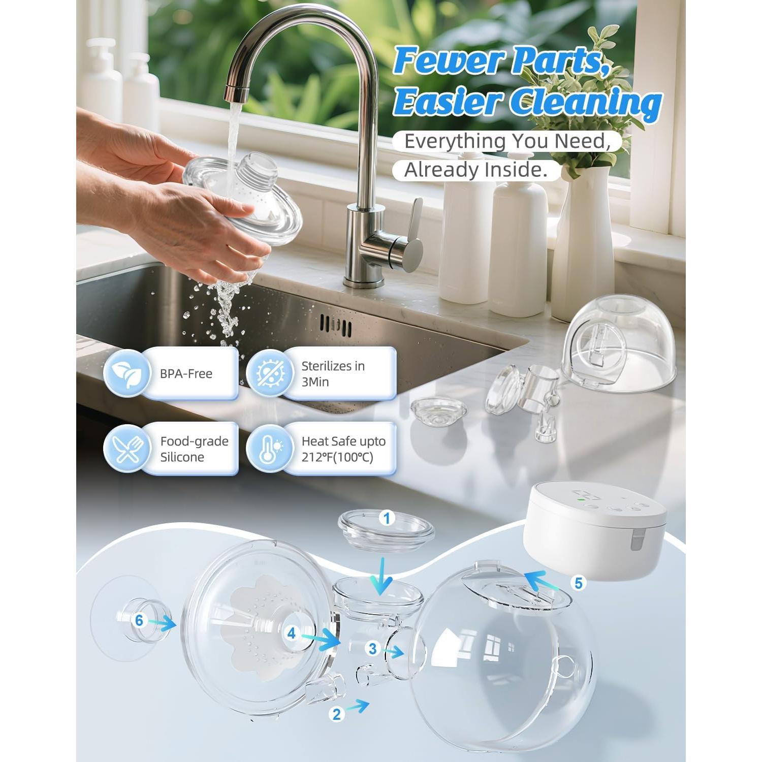 Extractor de Leche Manual ANWIKE Portátil 230g Bajo Ruido 4 Modos