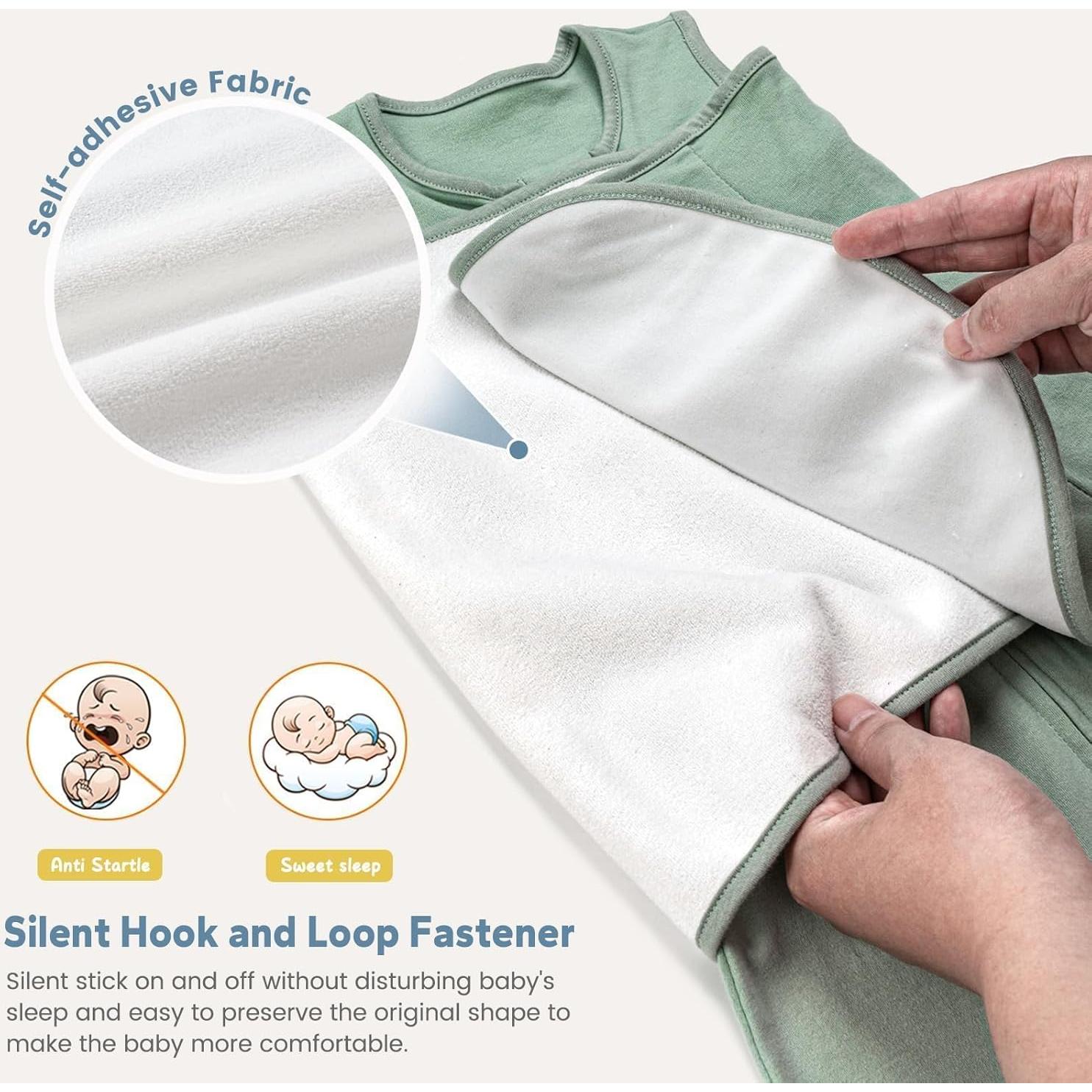 Saco de Sueño Swaddle ZIGJOY 1.0 TOG 100% Algodón Verde 0-6 Meses