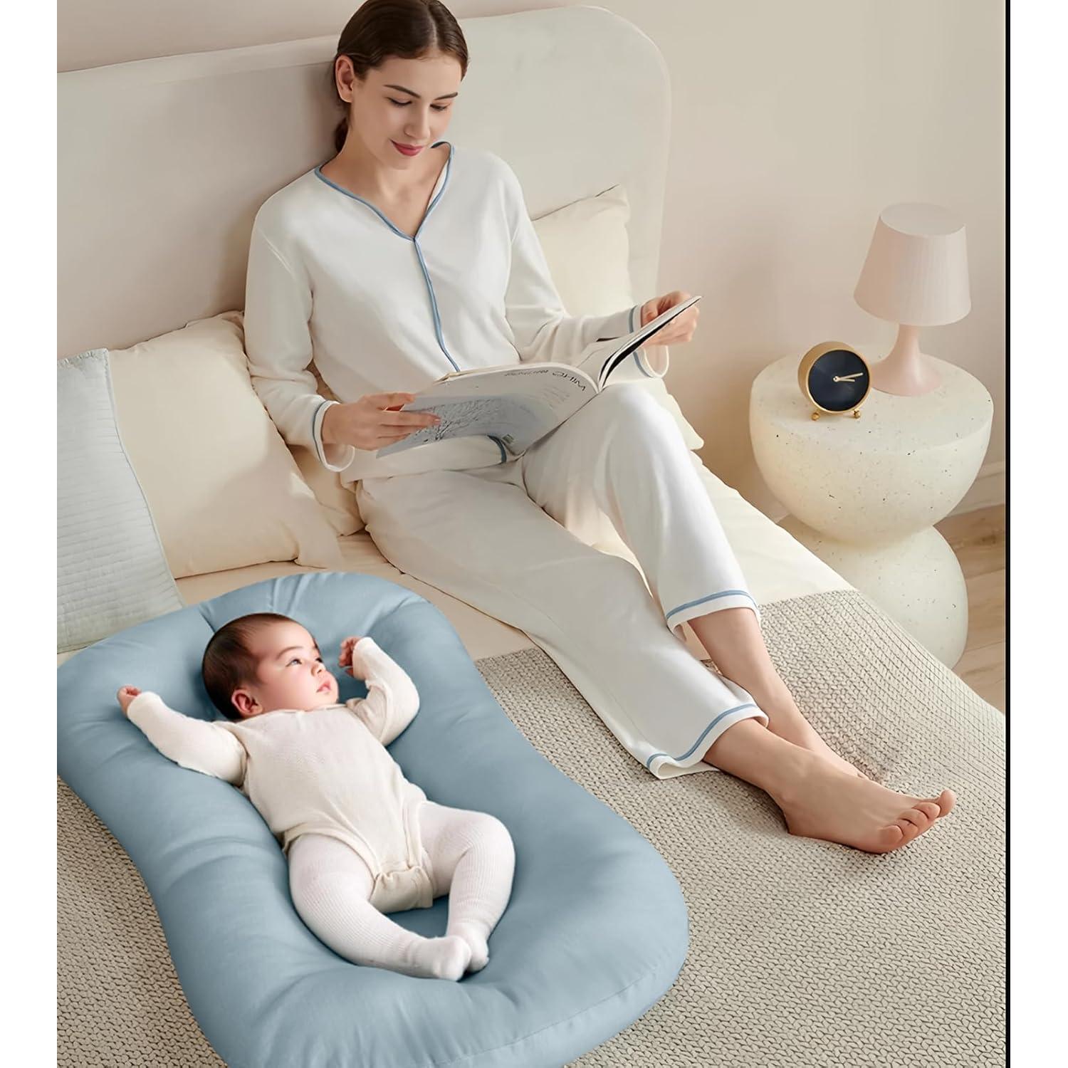 Cojín Infantil Orgánico Azul 0-18 Meses 91x56 cm