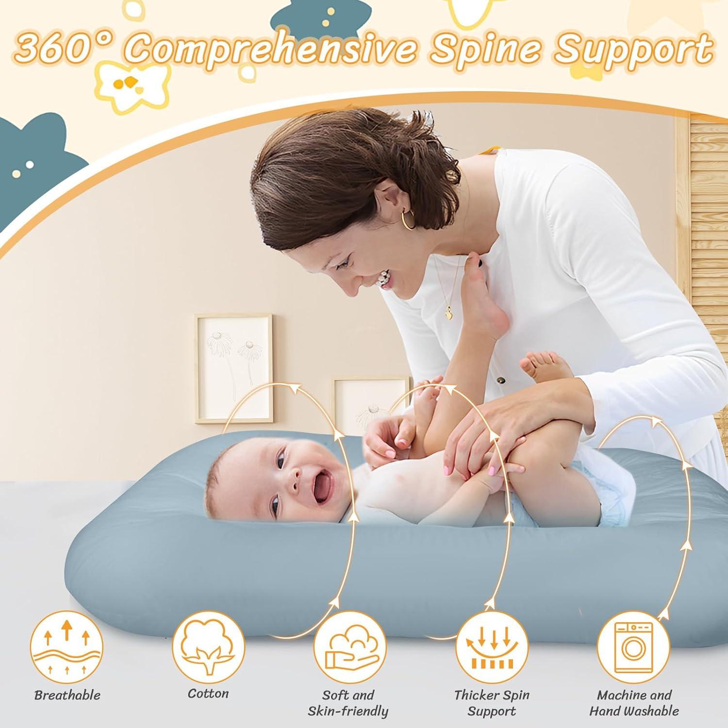 Cojín Infantil Orgánico Azul 0-18 Meses 91x56 cm