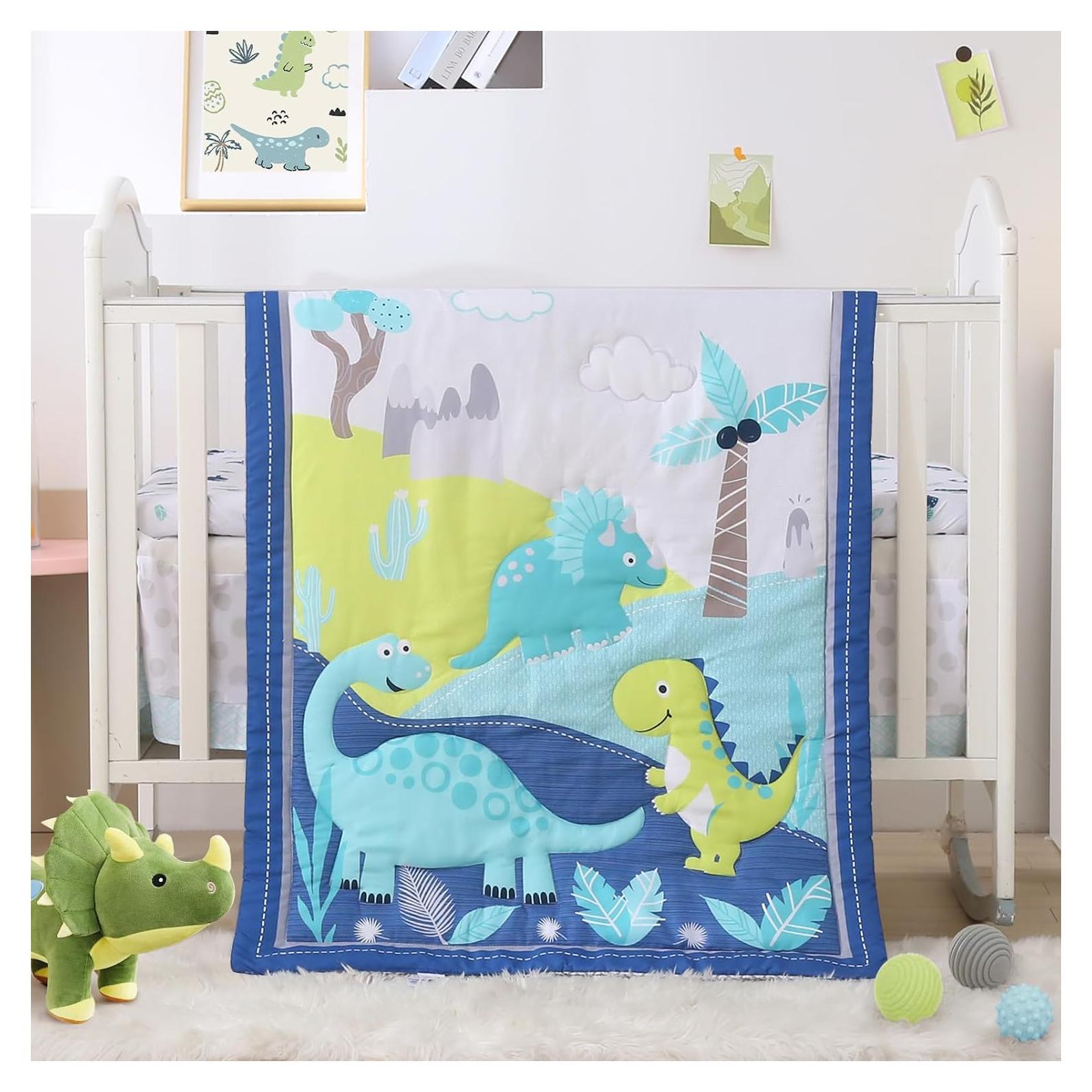 Conjunto de Ropa de Cuna Mini Wowelife Dinosaurios Azul 3 Piezas