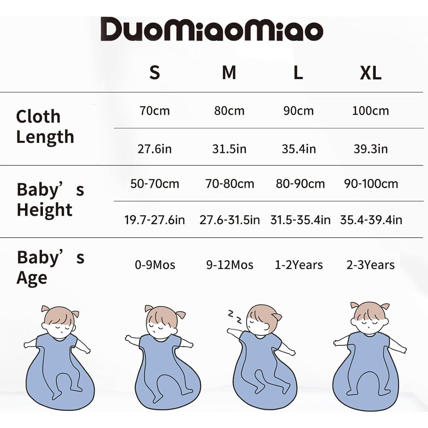 Saco de Sueño para Bebés Duomiaomiao 100% Algodón 2.5 TOG