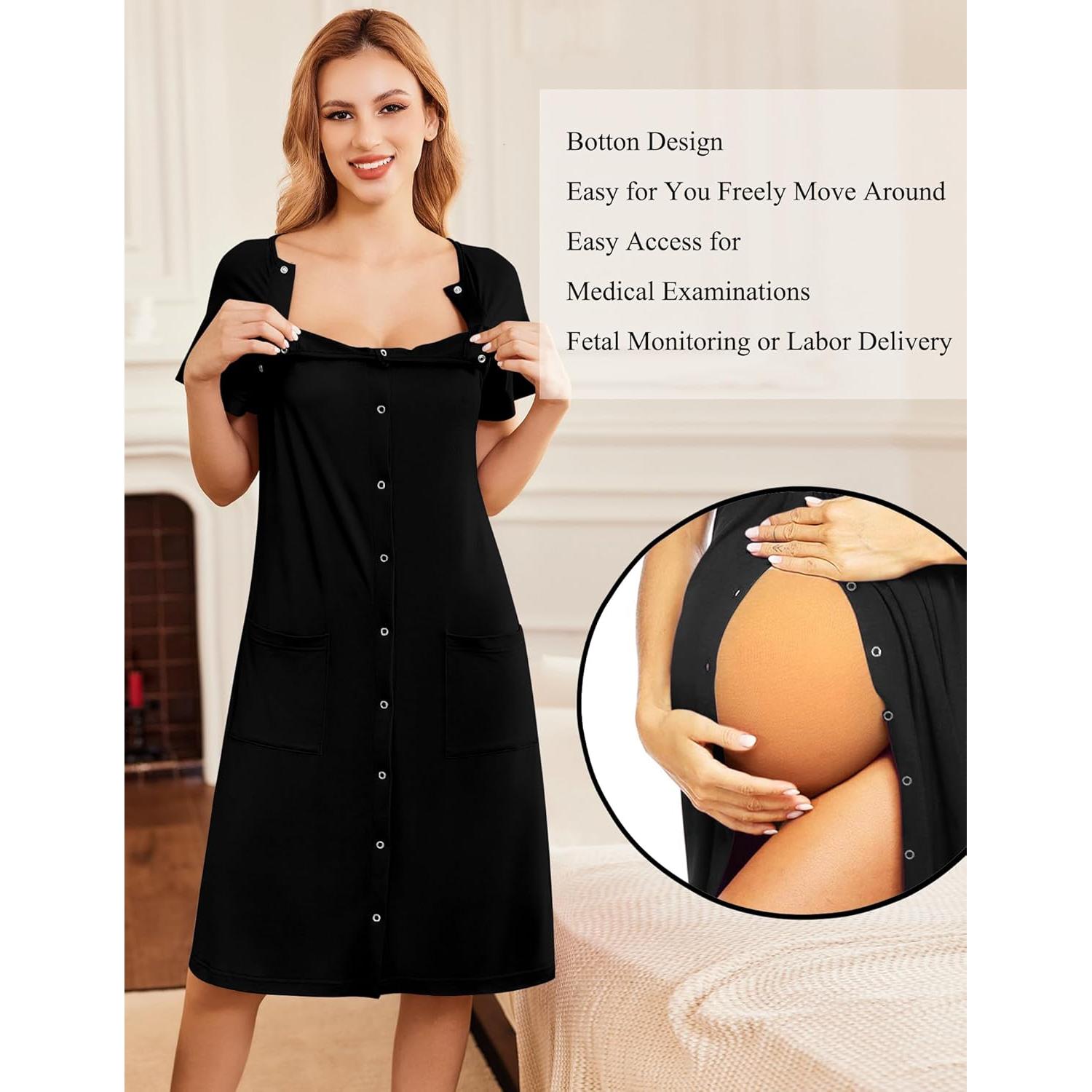 Bata de Maternidad Ekouaer 3 en 1 para Trabajo y Lactancia S-XXL