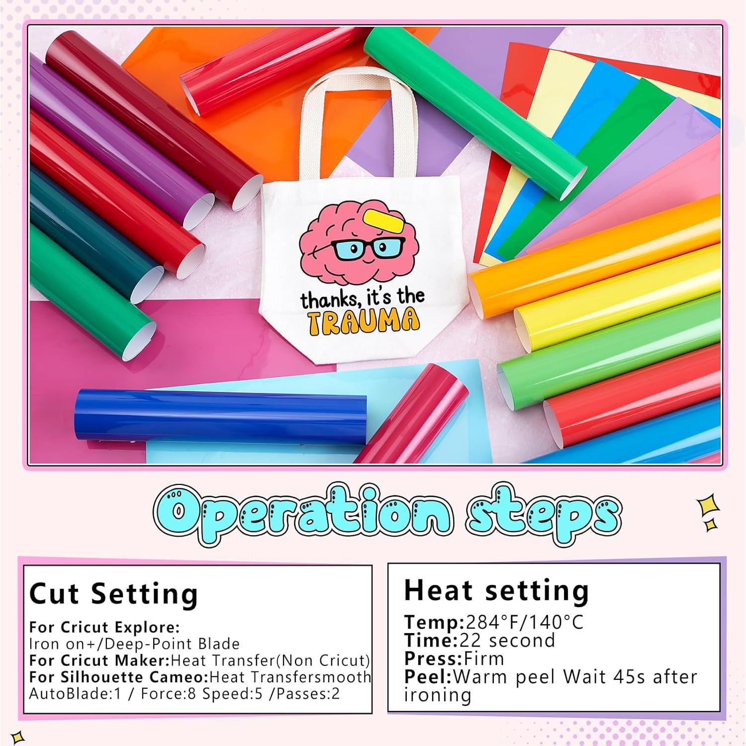 Vinilo de Transferencia de Calor Tintnut Brillante 24 Hojas 30.48x25.4cm