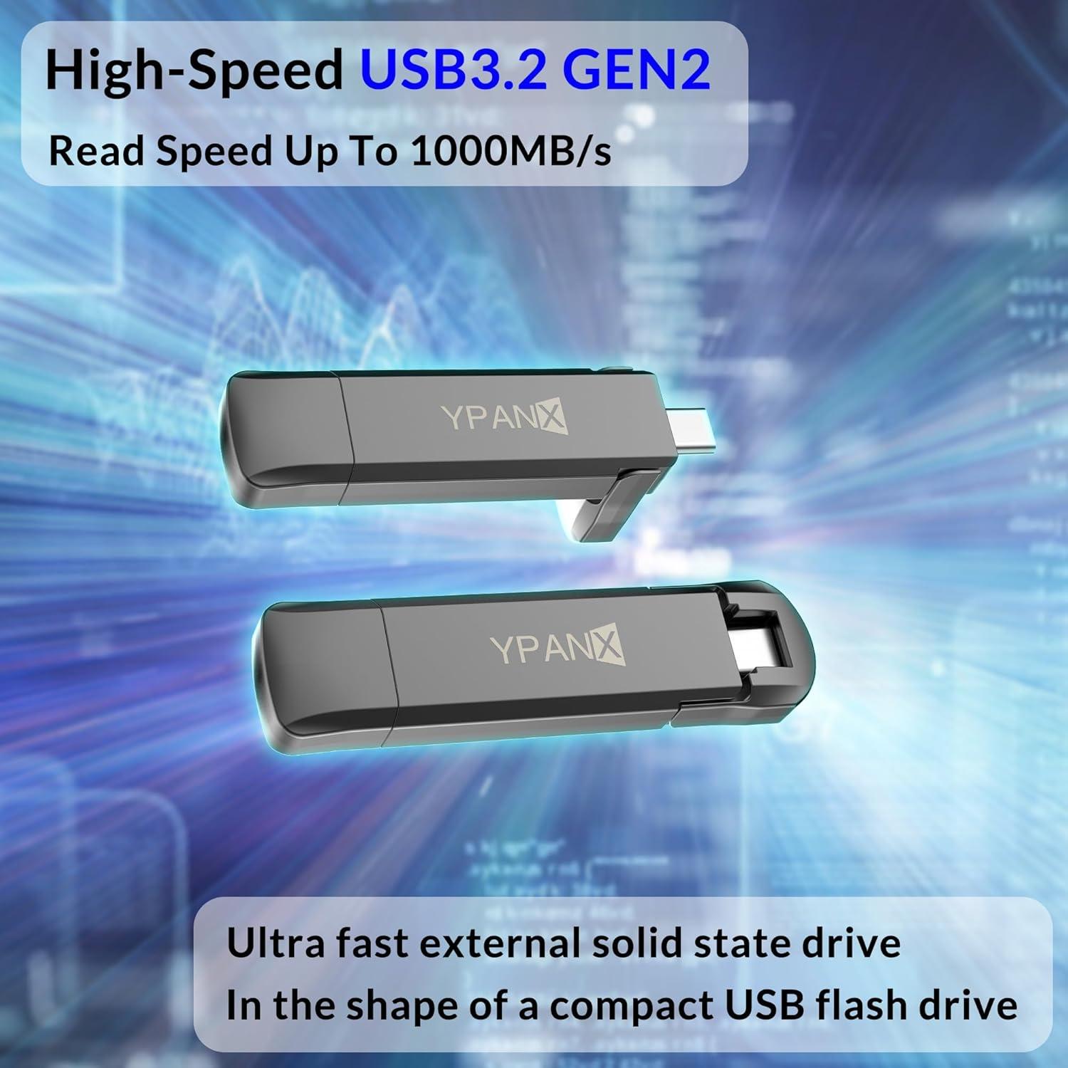 SSD Portátil YPANX 256GB USB 3.2 Gen 2 Tipo C Rápido
