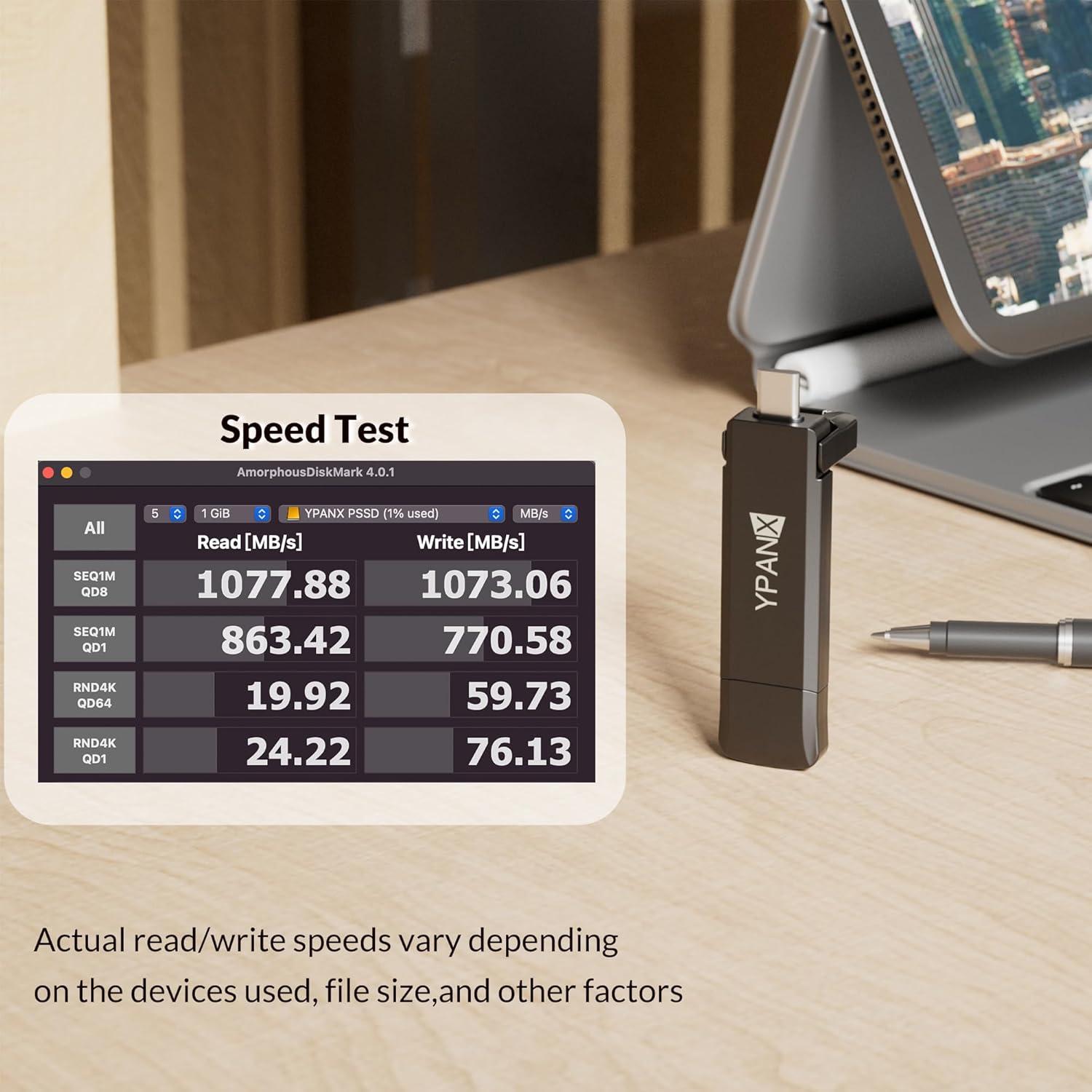 SSD Portátil YPANX 256GB USB 3.2 Gen 2 Tipo C Rápido