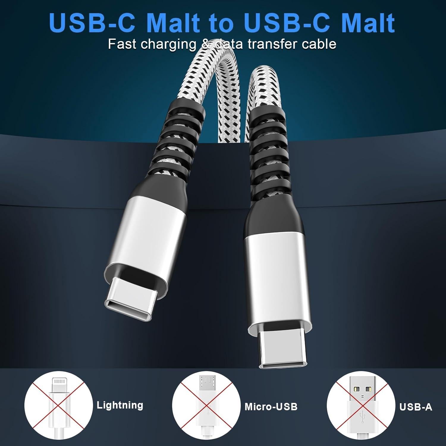 Cable USB C a USB C 60W WWB 30.48 cm Carga Rápida 3 Piezas