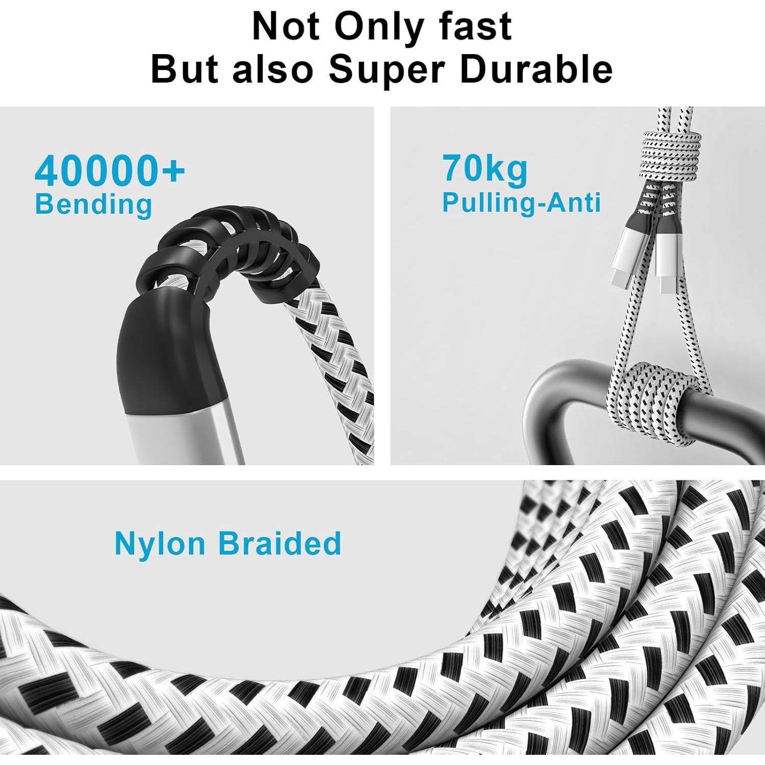 Cable USB C a USB C 60W WWB 30.48 cm Carga Rápida 3 Piezas