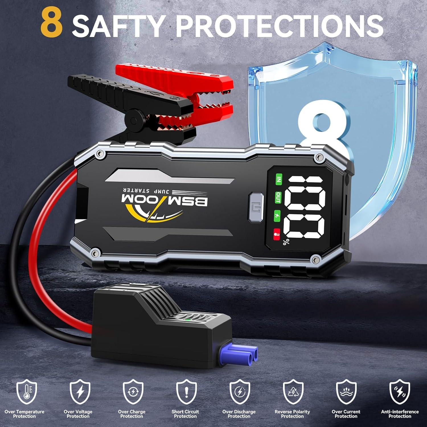 Arrancador de Coche BSMOOM B16 7000A 26800mAh Pantalla LED