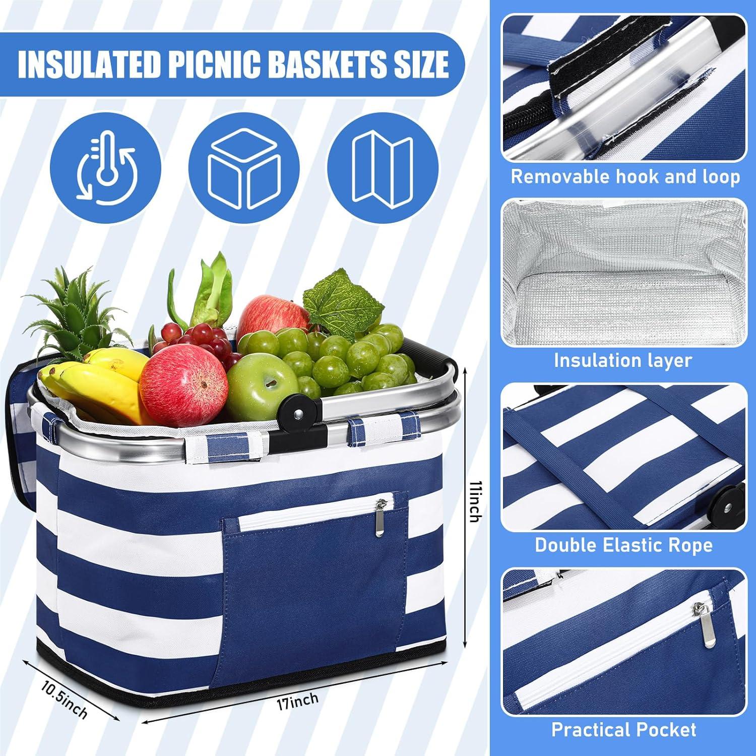 Canasta de Picnic Aislada 35L Teenyyou Rayas Azules Plegable