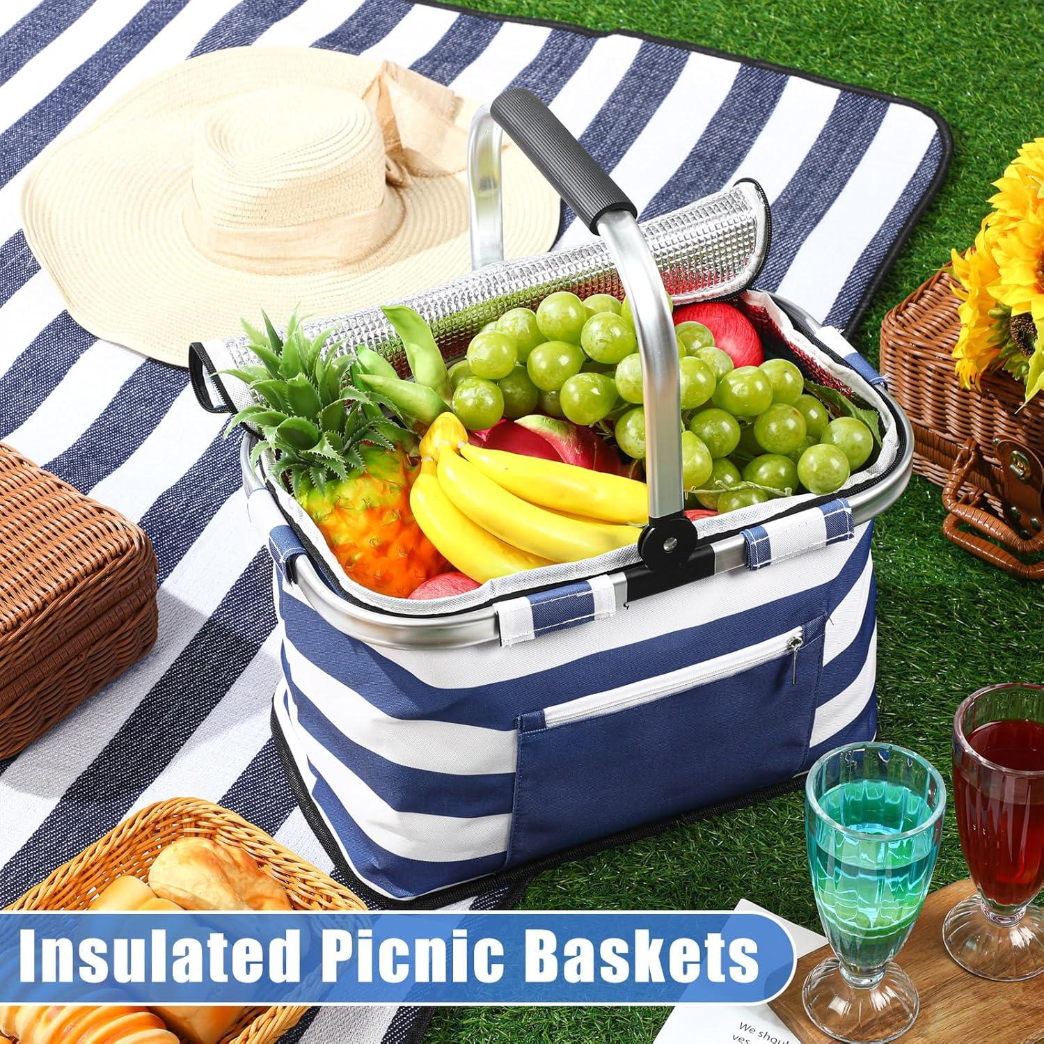 Canasta de Picnic Aislada 35L Teenyyou Rayas Azules Plegable