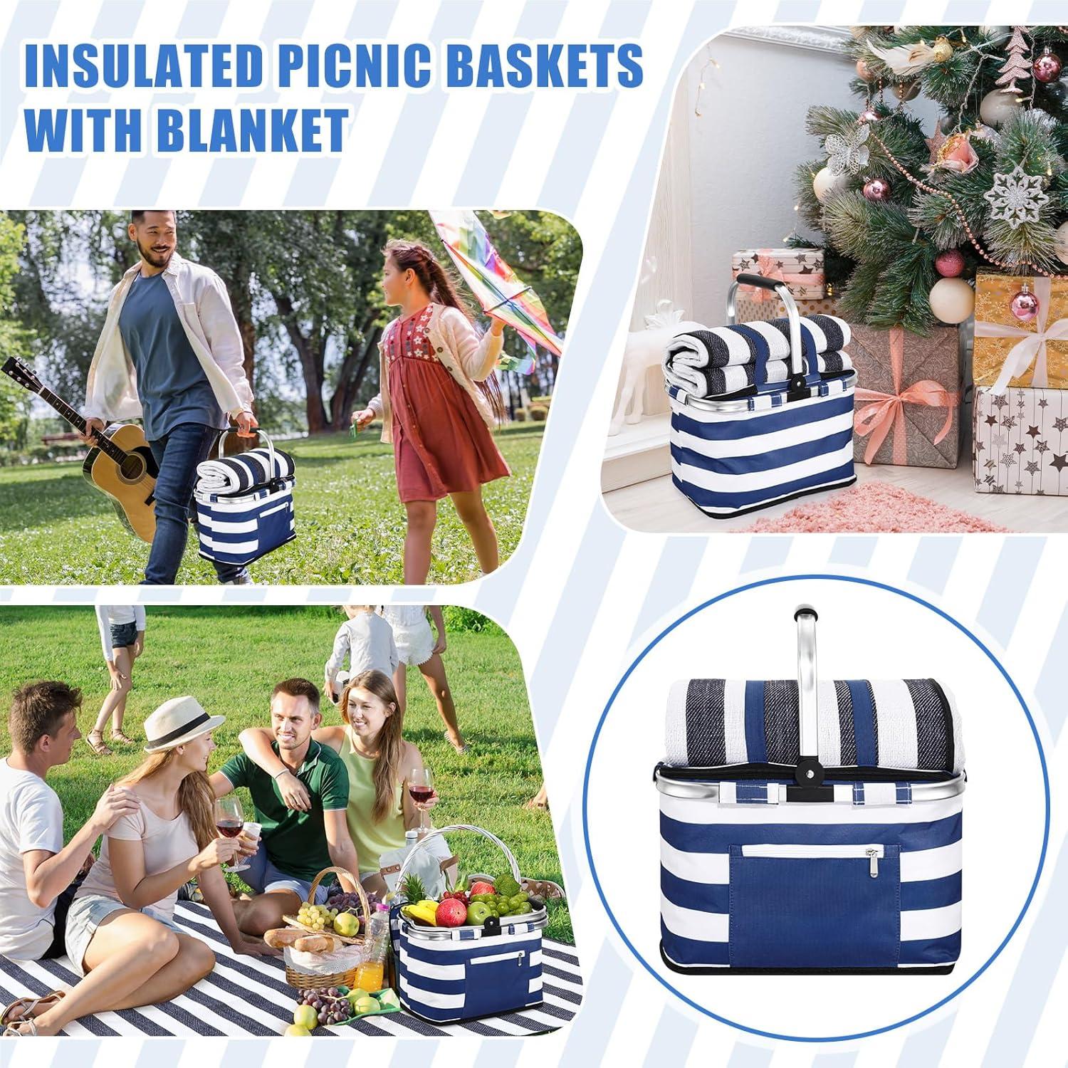 Canasta de Picnic Aislada 35L Teenyyou Rayas Azules Plegable