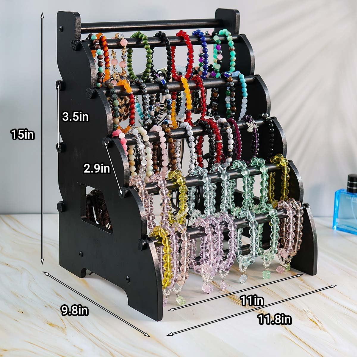 Soporte de Pulseras de Madera Jewack 8 Niveles Negro 30x25x38cm