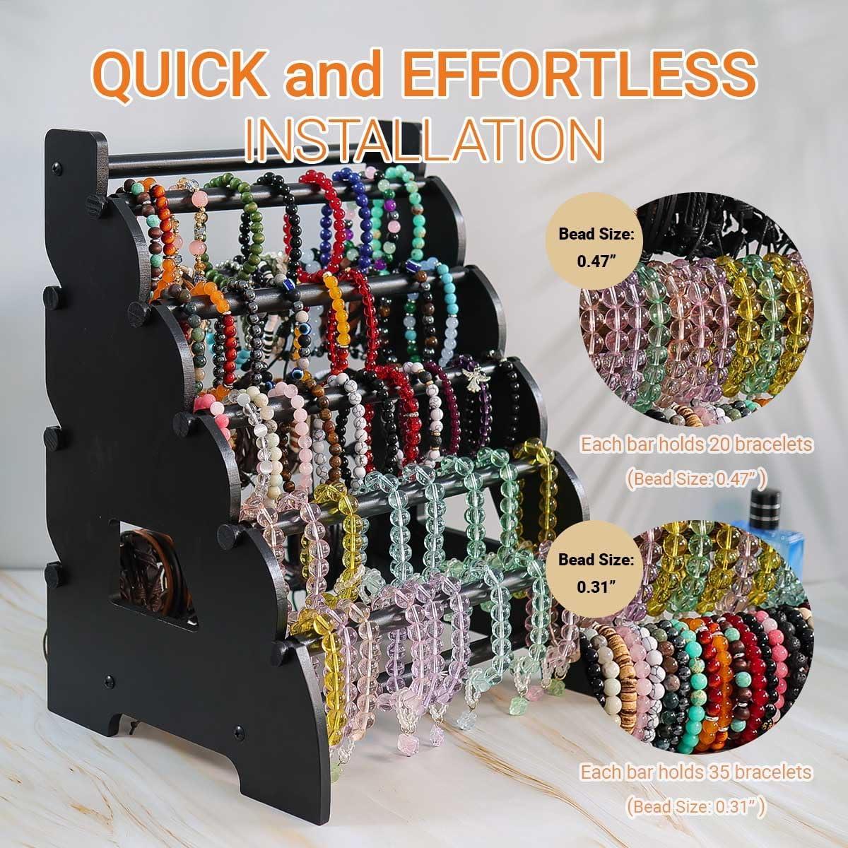 Soporte de Pulseras de Madera Jewack 8 Niveles Negro 30x25x38cm