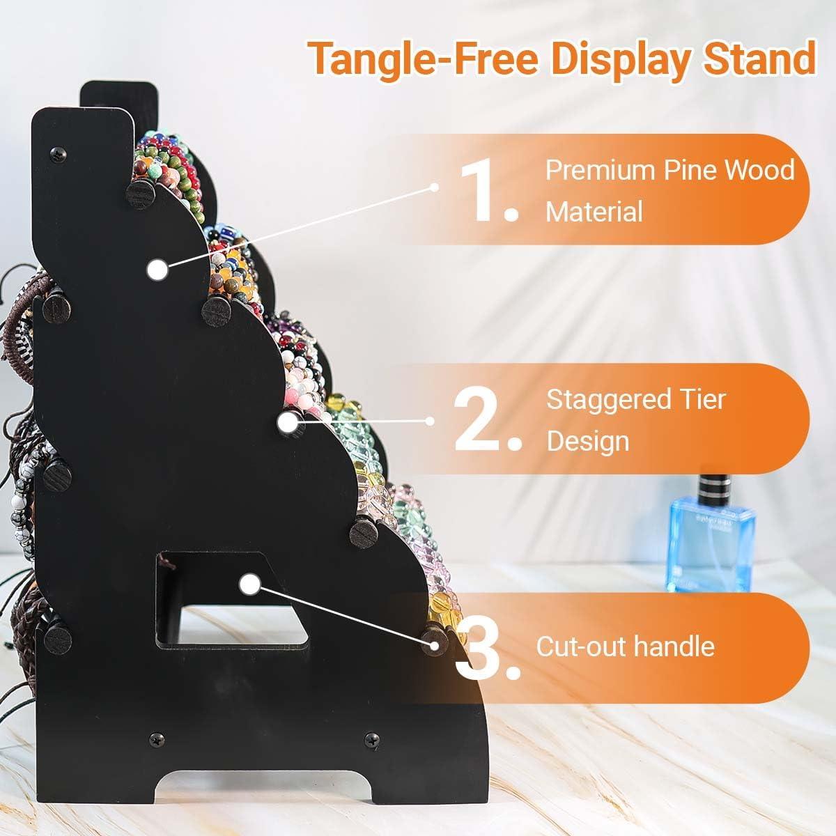 Soporte de Pulseras de Madera Jewack 8 Niveles Negro 30x25x38cm