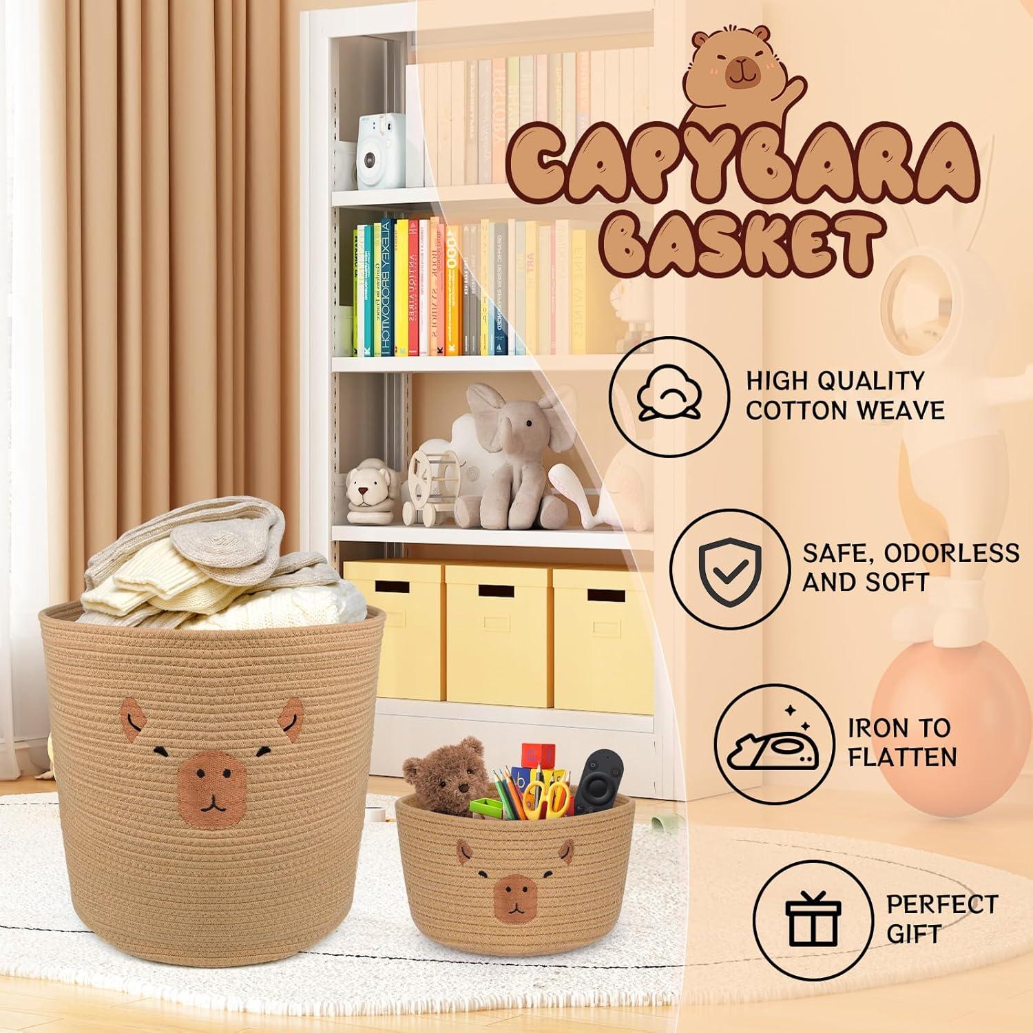 Cesta de Almacenamiento de Algodón Capibara 43x38 cm