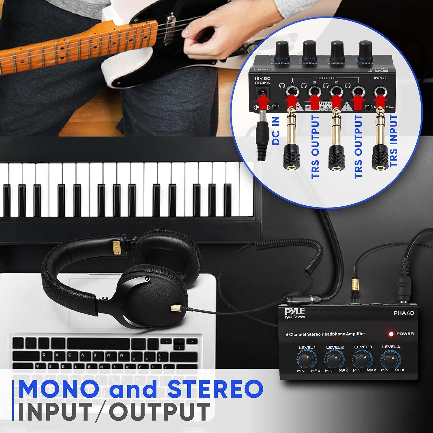 Amplificador de auriculares Pyle PHA40 4 canales compacto