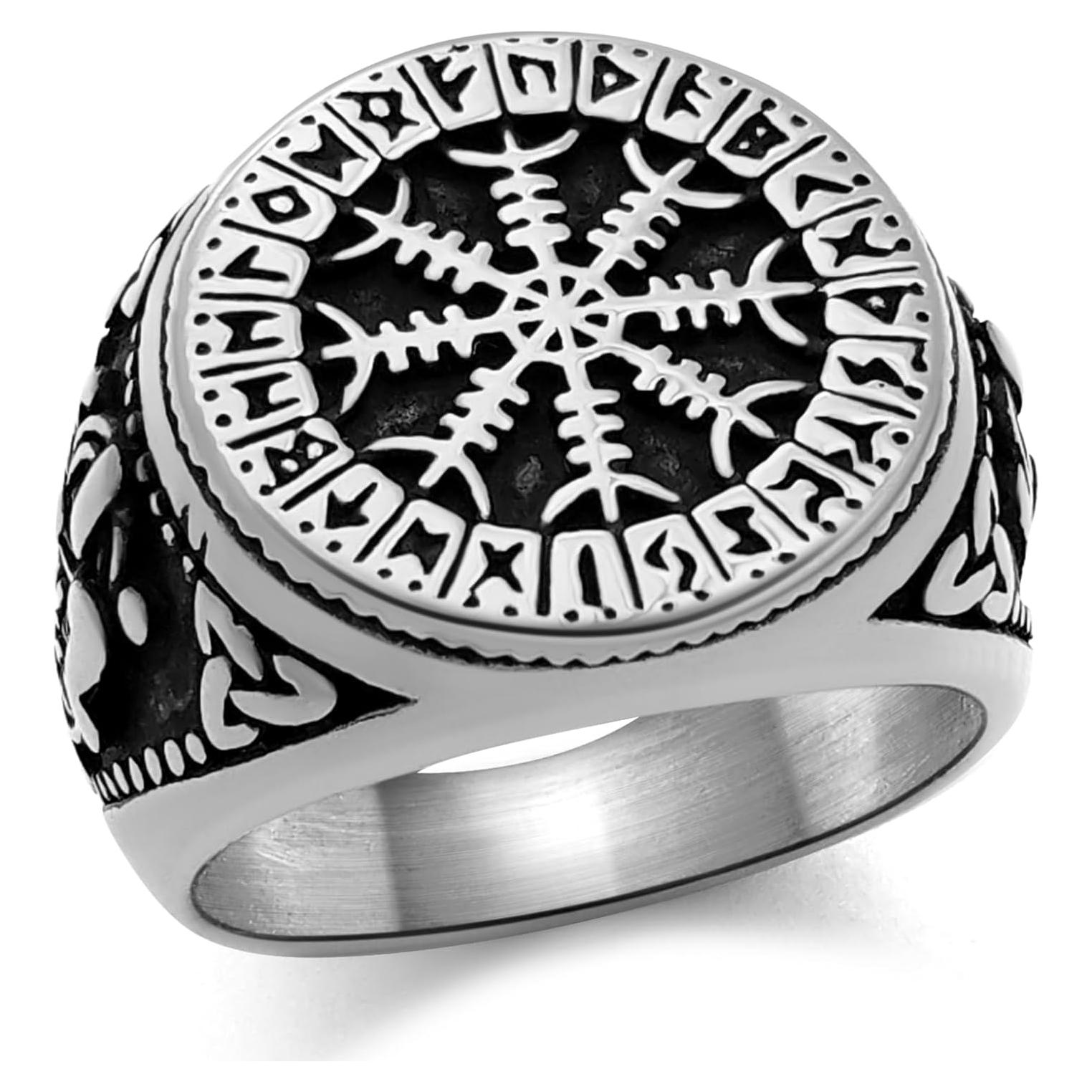 Anillo Vegvisir Nórdico de Acero Inoxidable para Hombres
