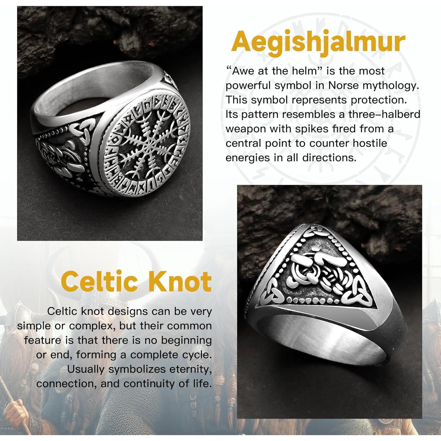 Anillo Vegvisir Nórdico de Acero Inoxidable para Hombres