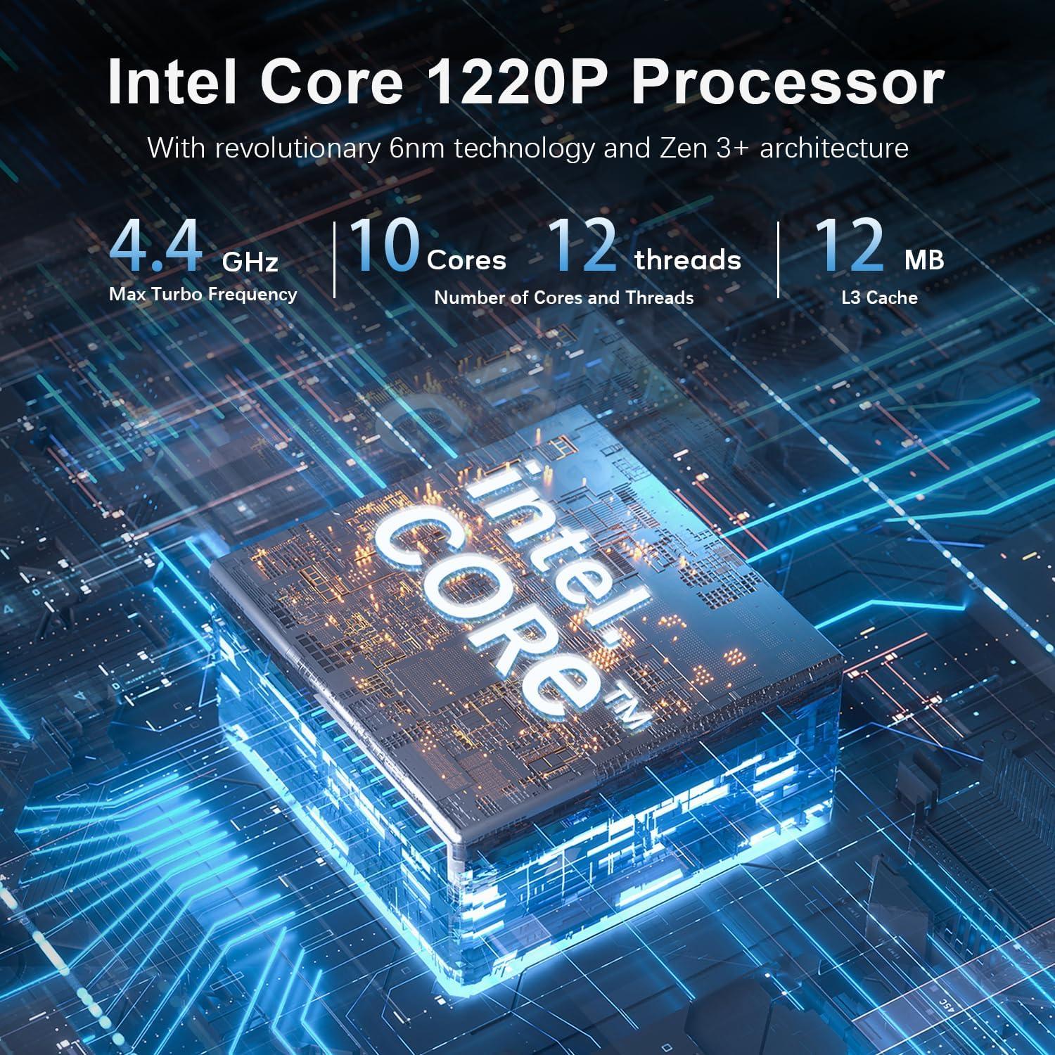 Mini PC Beelink EQI12, Intel Core i3-1220P, 16GB RAM, 500GB SSD