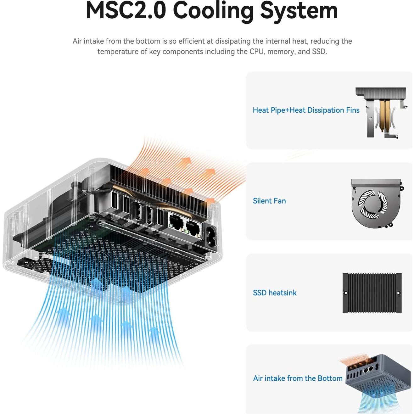 Mini PC Beelink EQI12, Intel Core i3-1220P, 16GB RAM, 500GB SSD