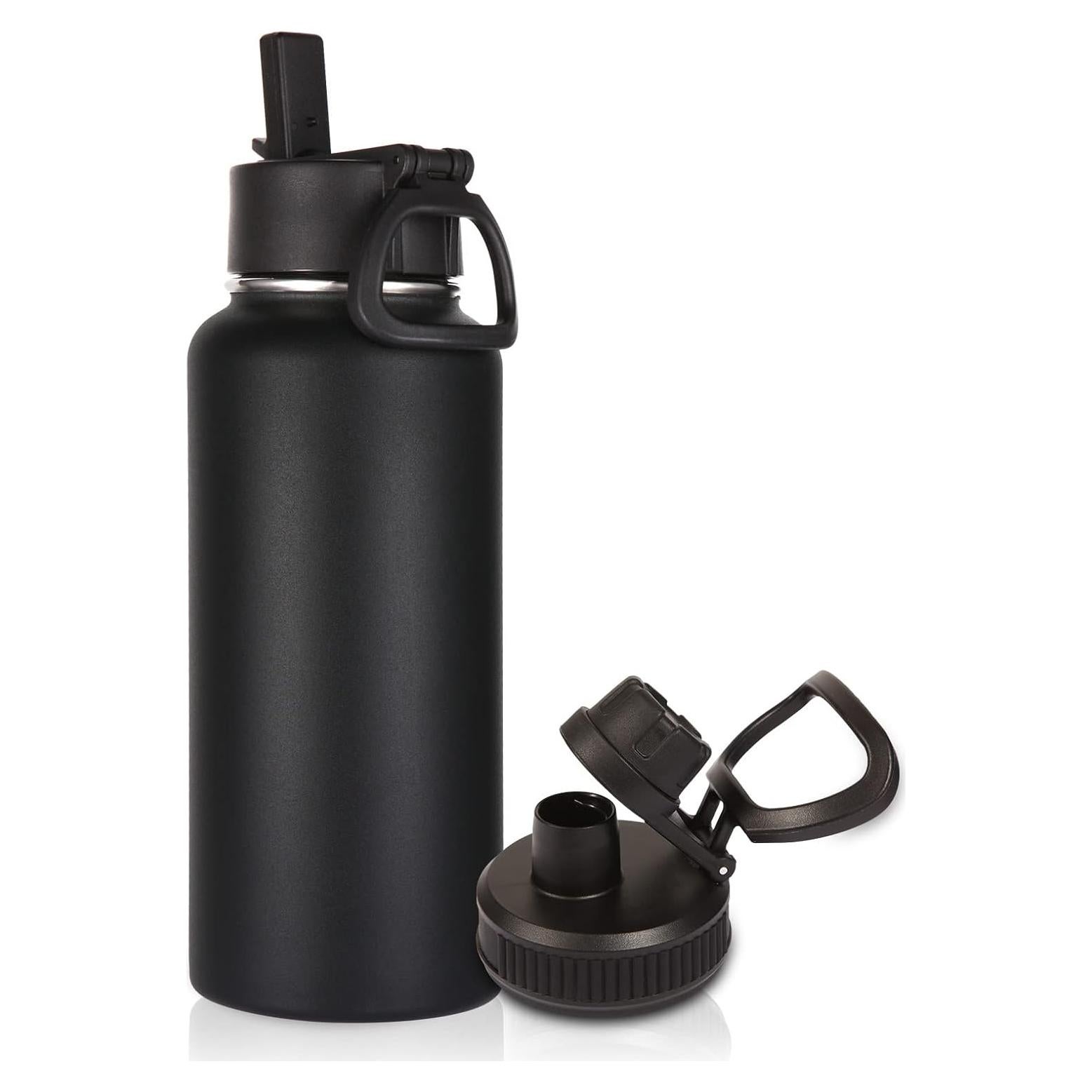 Botella de Agua Aislada Volhoply 32 oz Acero Inoxidable Negro