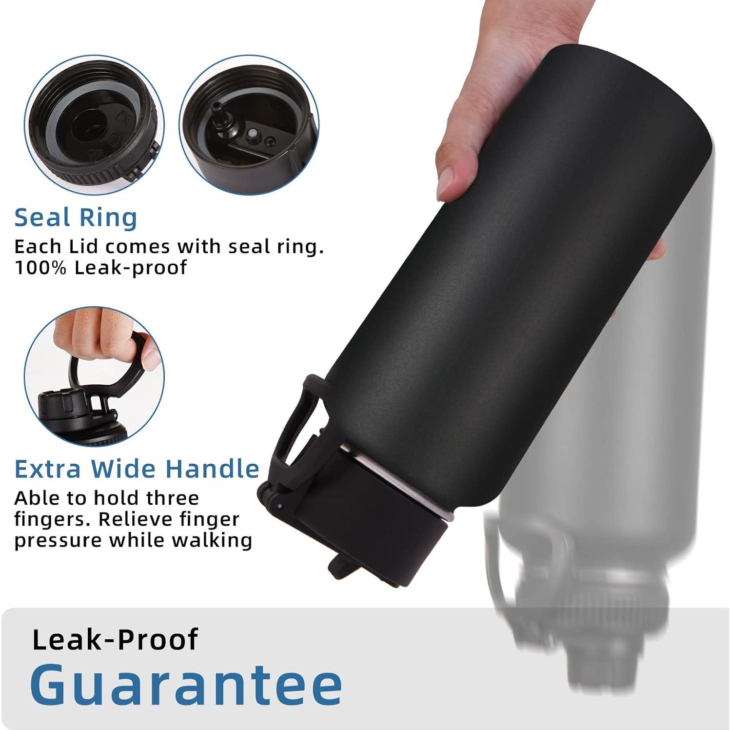 Botella de Agua Aislada Volhoply 32 oz Acero Inoxidable Negro