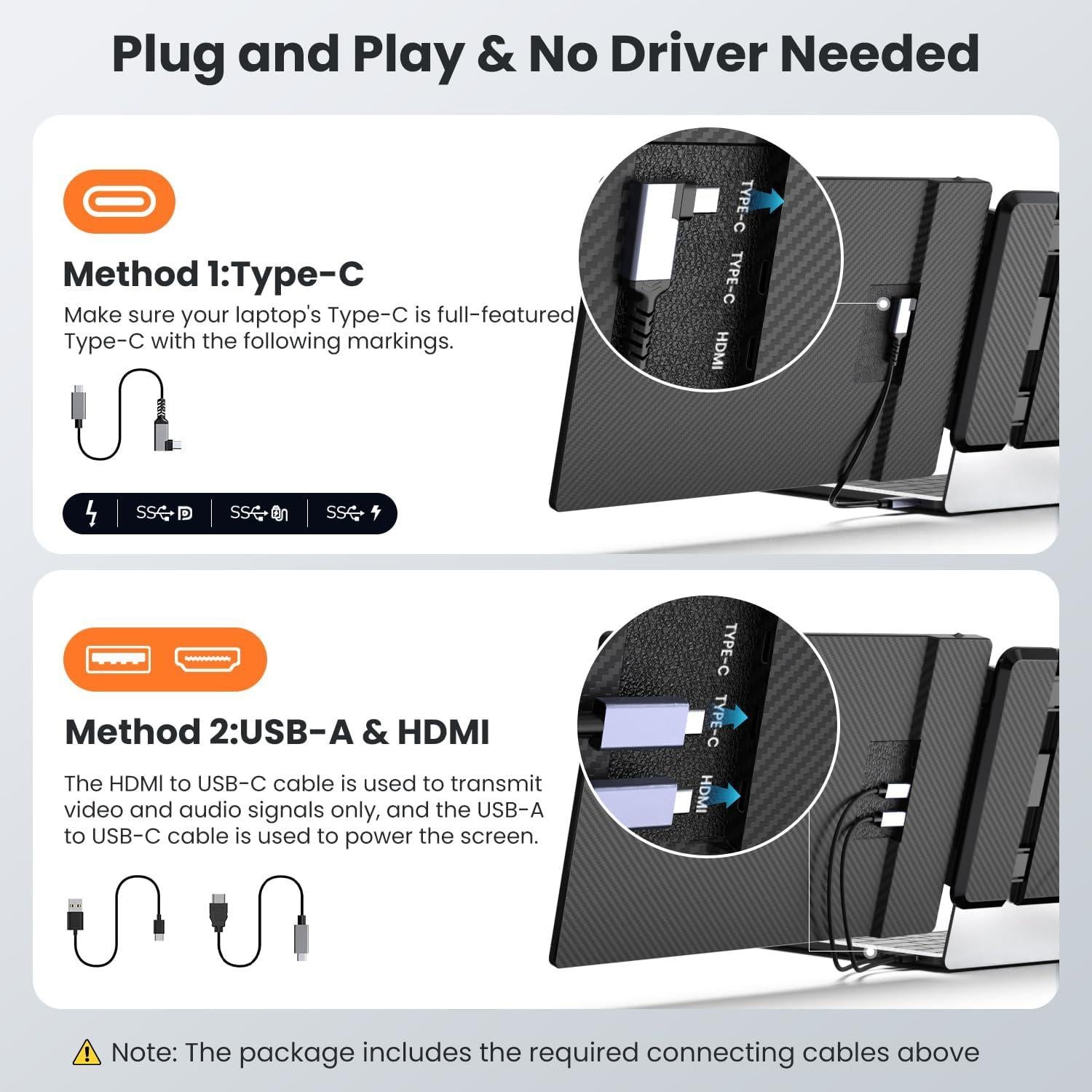 Extensor de Pantalla Dual 14" VargaoliDeal 1080P FHD Tipo-C/HDMI