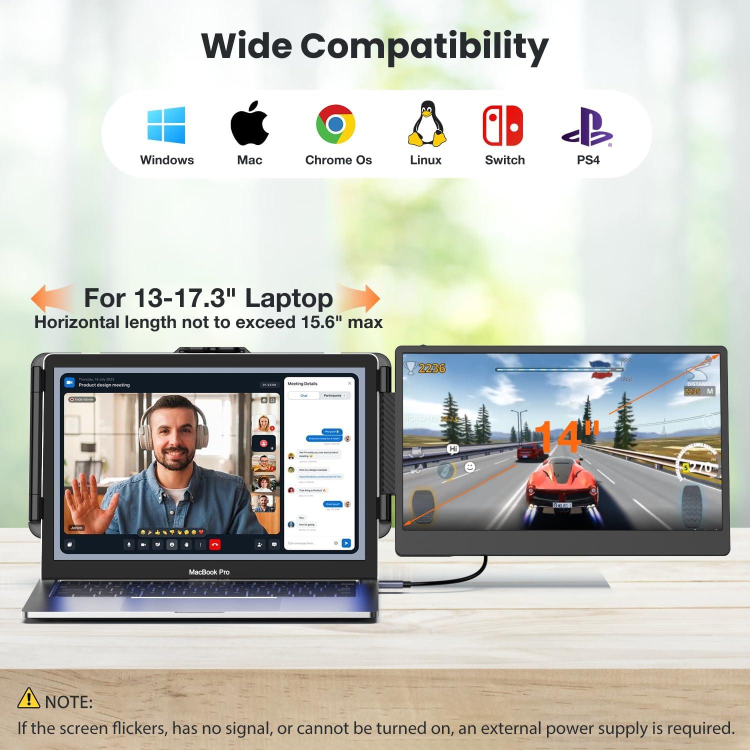 Extensor de Pantalla Dual 14" VargaoliDeal 1080P FHD Tipo-C/HDMI