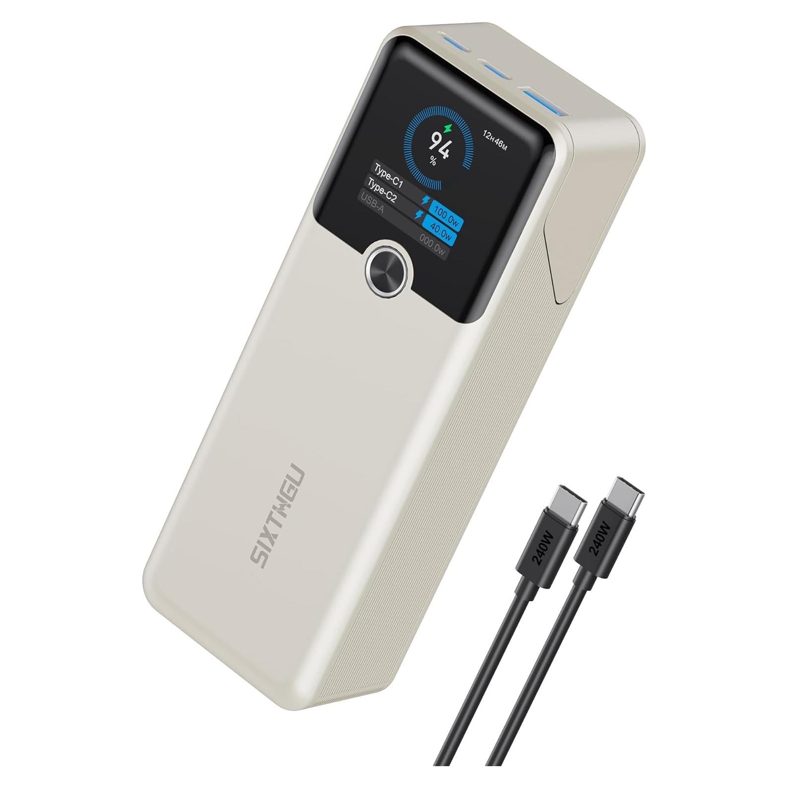 Banco de Energía 20000mAh SIXTHGU Cargador Rápido 140W Beige