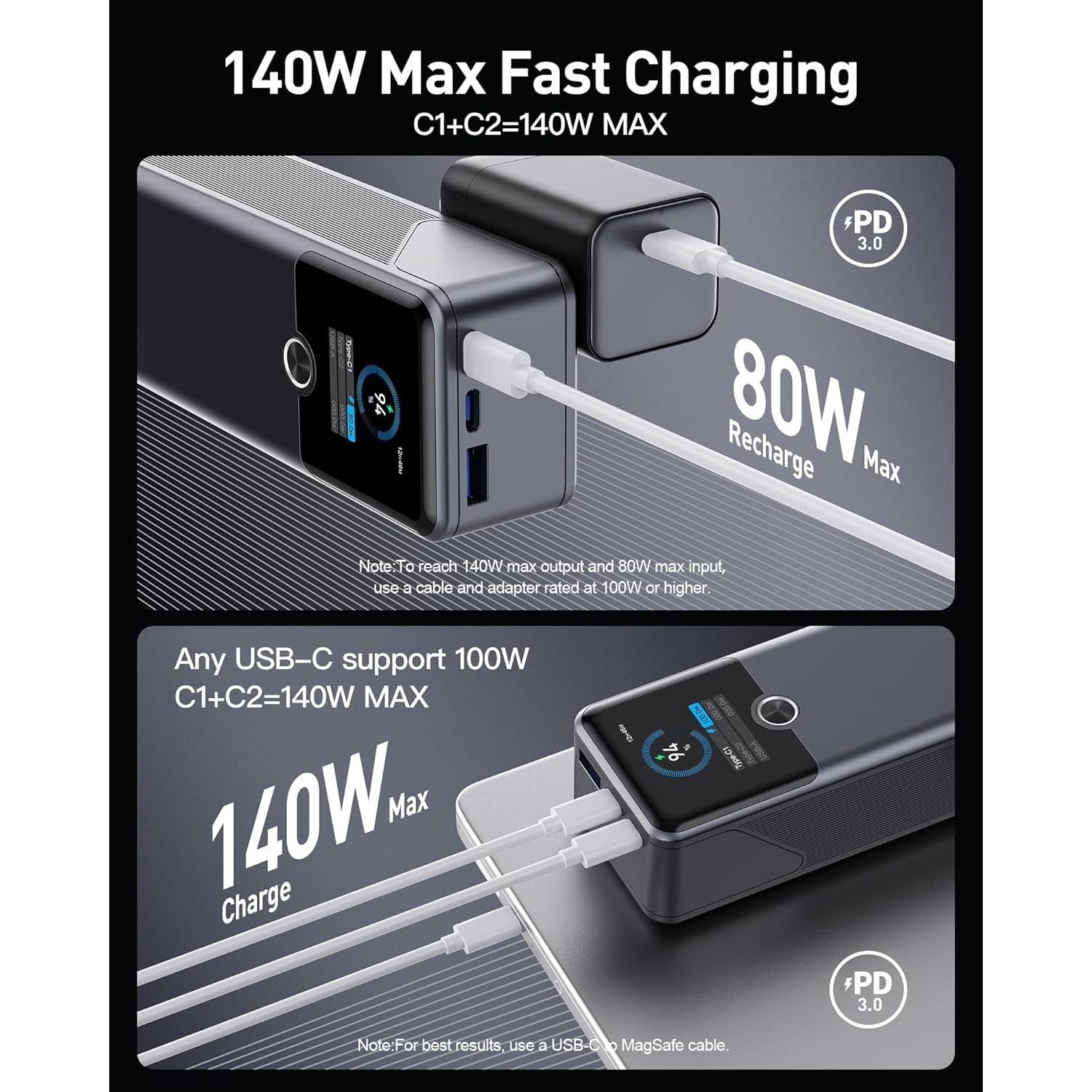 Banco de Energía 20000mAh SIXTHGU Cargador Rápido 140W Beige