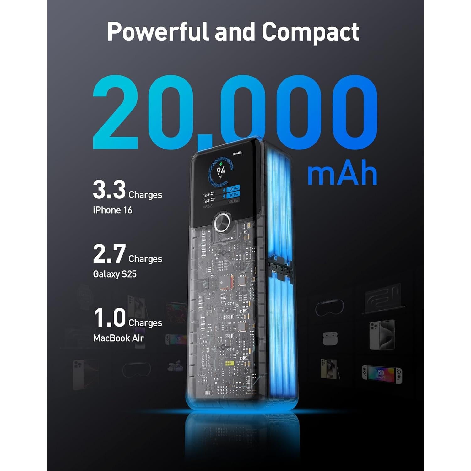 Banco de Energía 20000mAh SIXTHGU Cargador Rápido 140W Beige