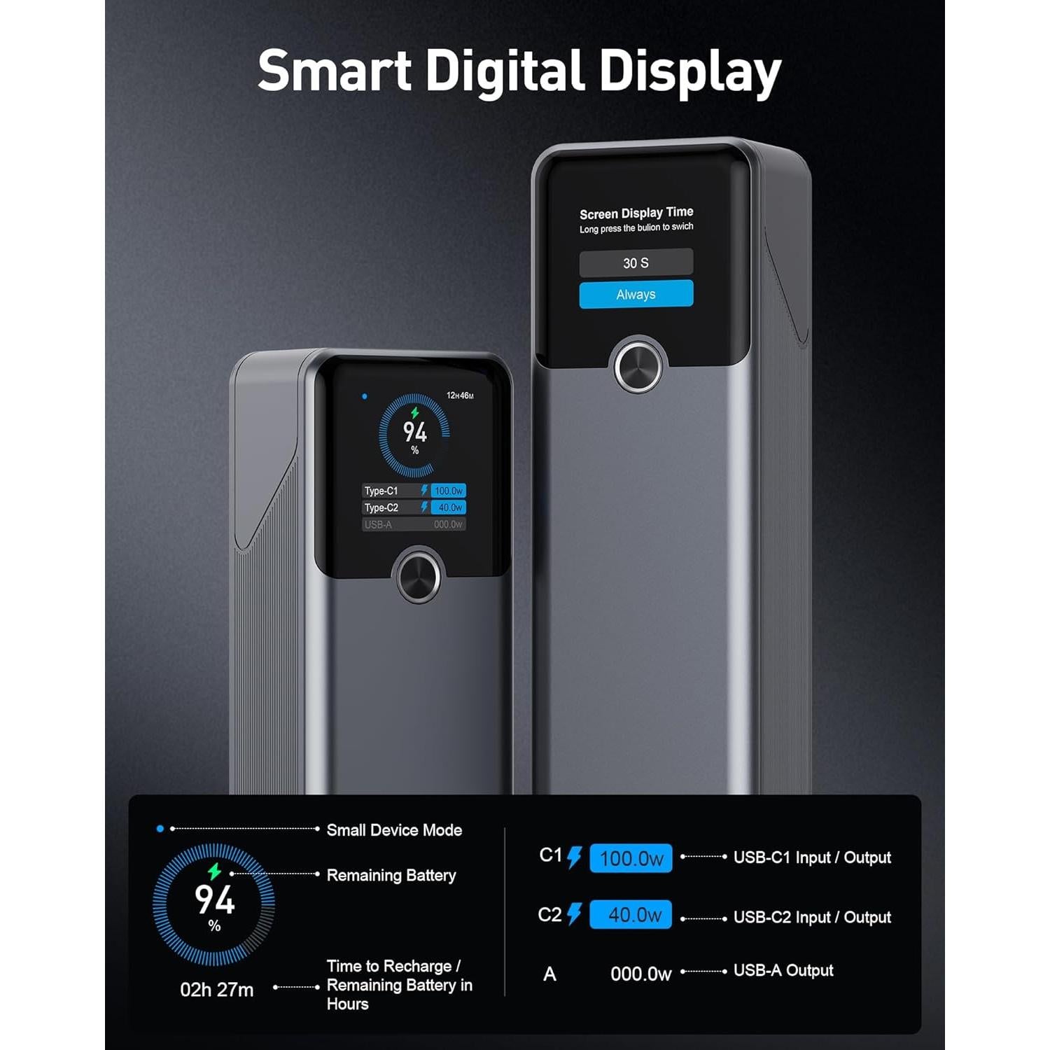 Banco de Energía 20000mAh SIXTHGU Cargador Rápido 140W Beige