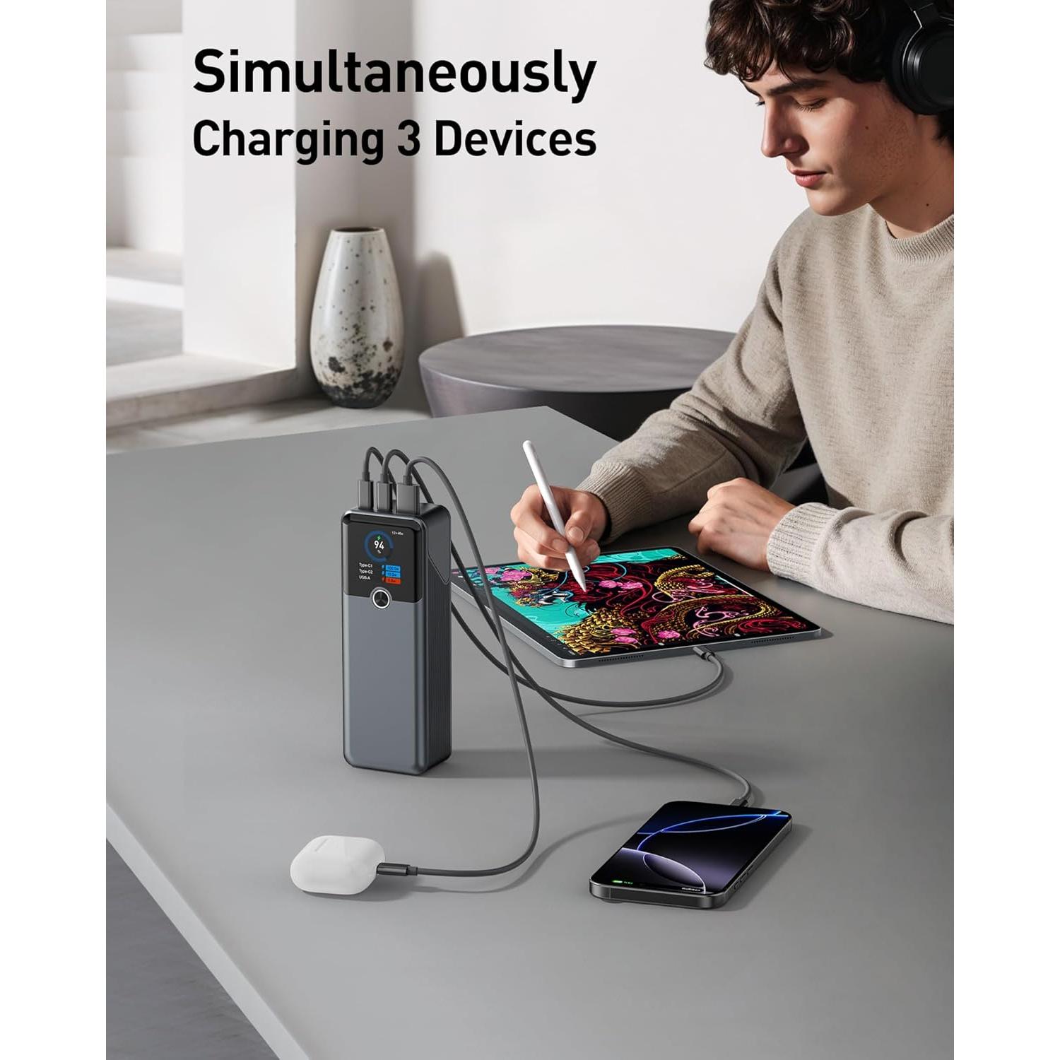 Banco de Energía 20000mAh SIXTHGU Cargador Rápido 140W Beige