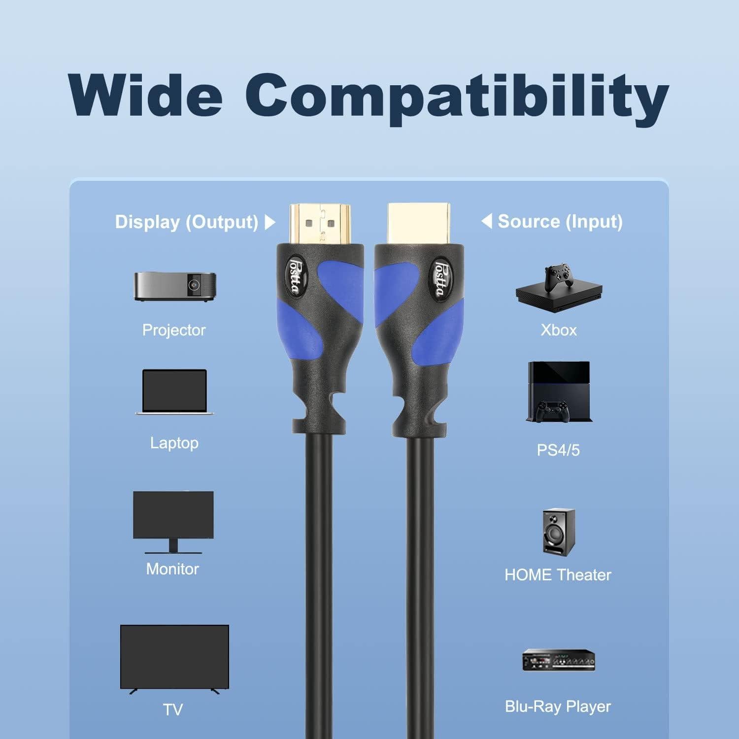 Cable HDMI 2.0 Postta 12 Metros 4K 18Gbps + 2 Adaptadores