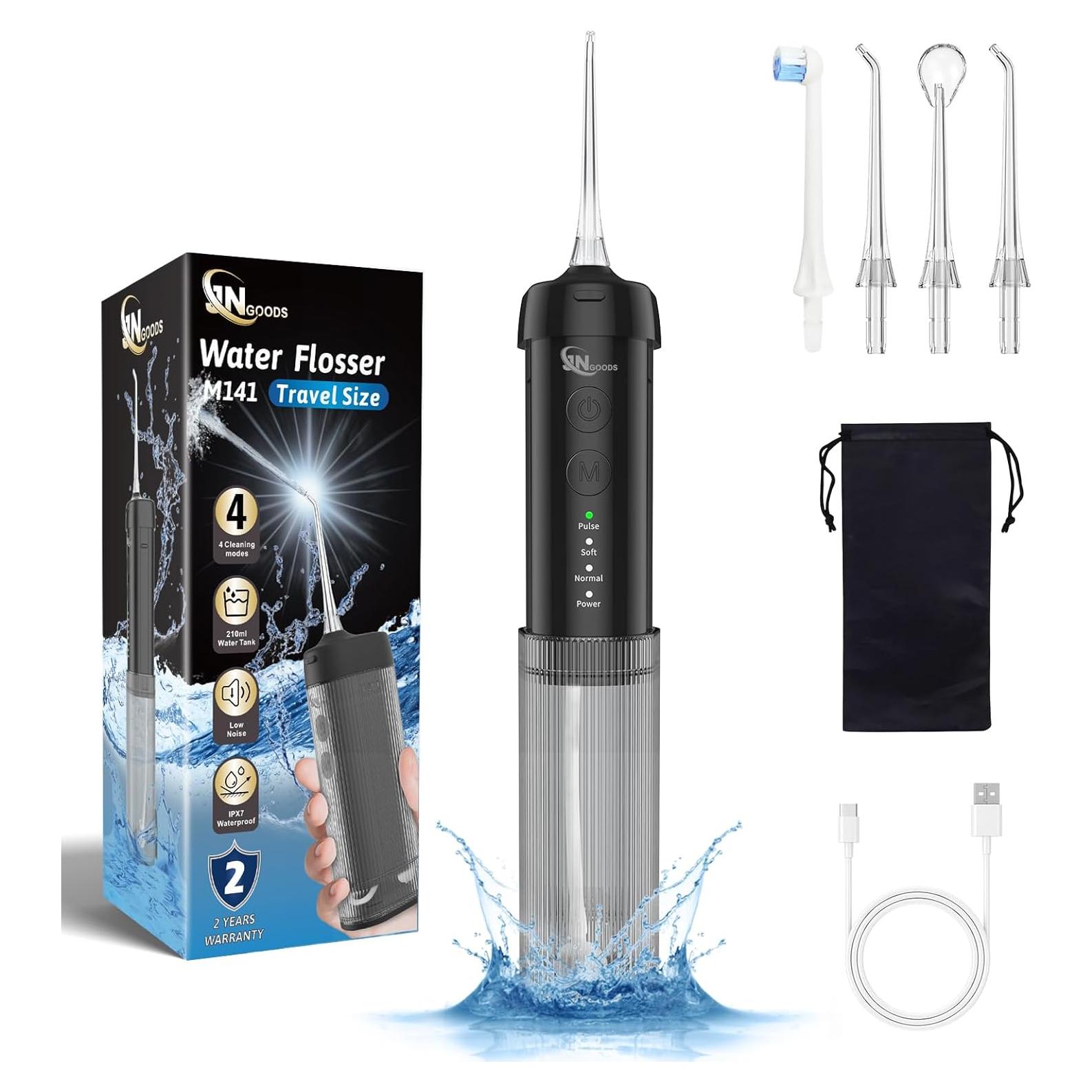 Irrigador Dental Portátil JNGOODS M141 Negro, 4 Modos, IPX7