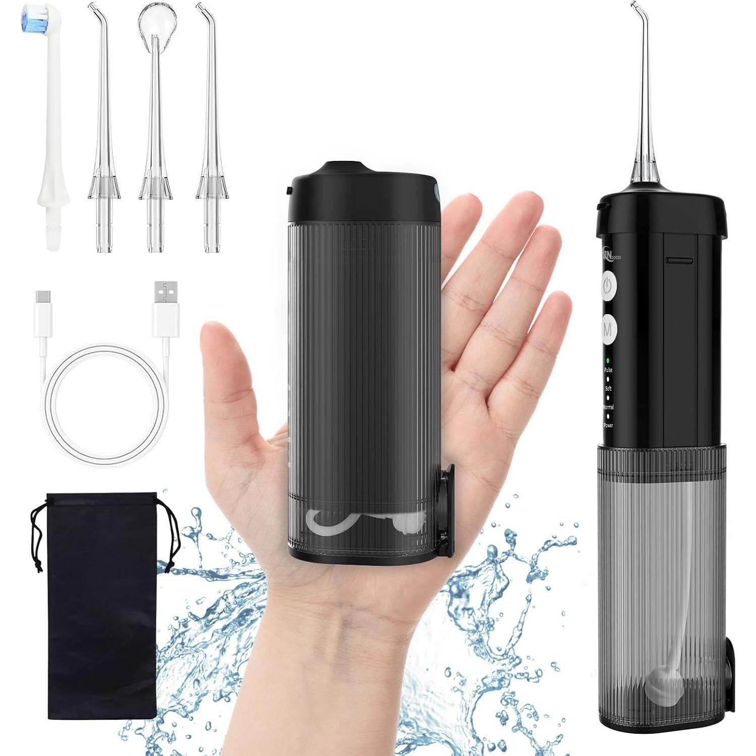 Irrigador Dental Portátil JNGOODS M141 Negro, 4 Modos, IPX7