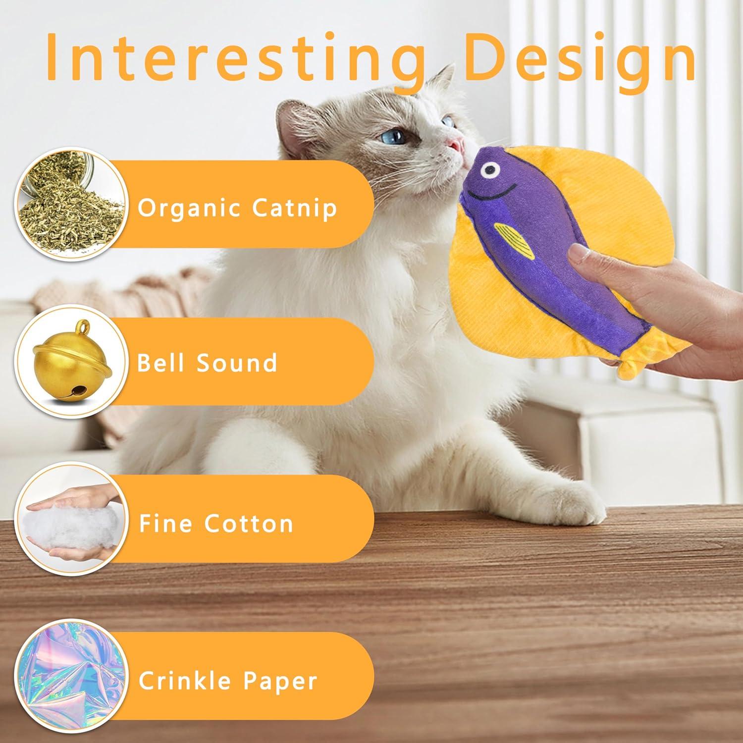 Juguetes para Gatos de Catnip Maiiu - Paquete de 3 Peces Suaves