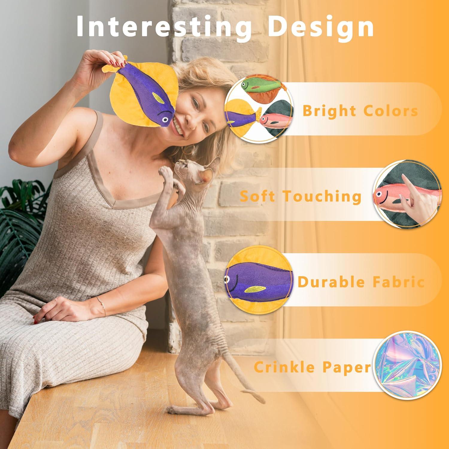 Juguetes para Gatos de Catnip Maiiu - Paquete de 3 Peces Suaves