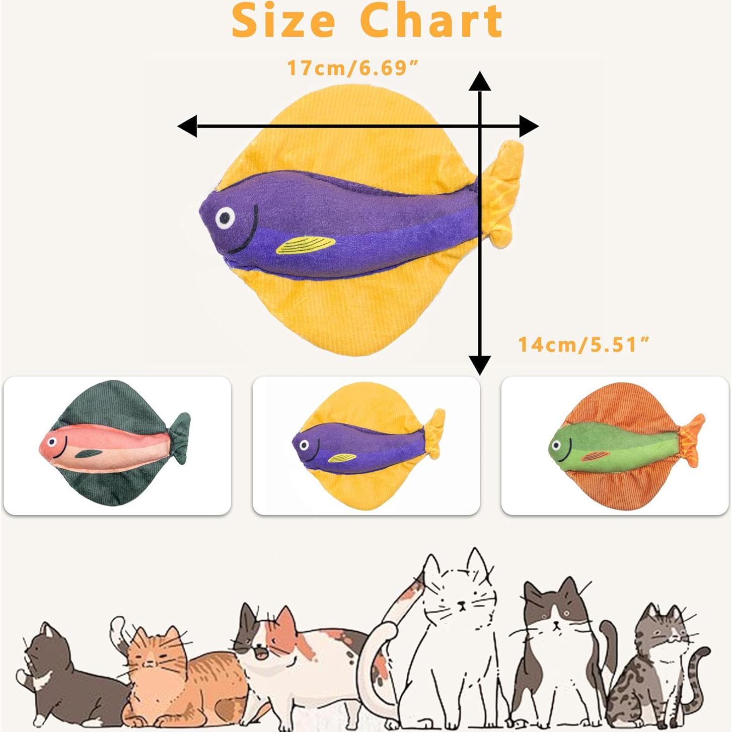 Juguetes para Gatos de Catnip Maiiu - Paquete de 3 Peces Suaves