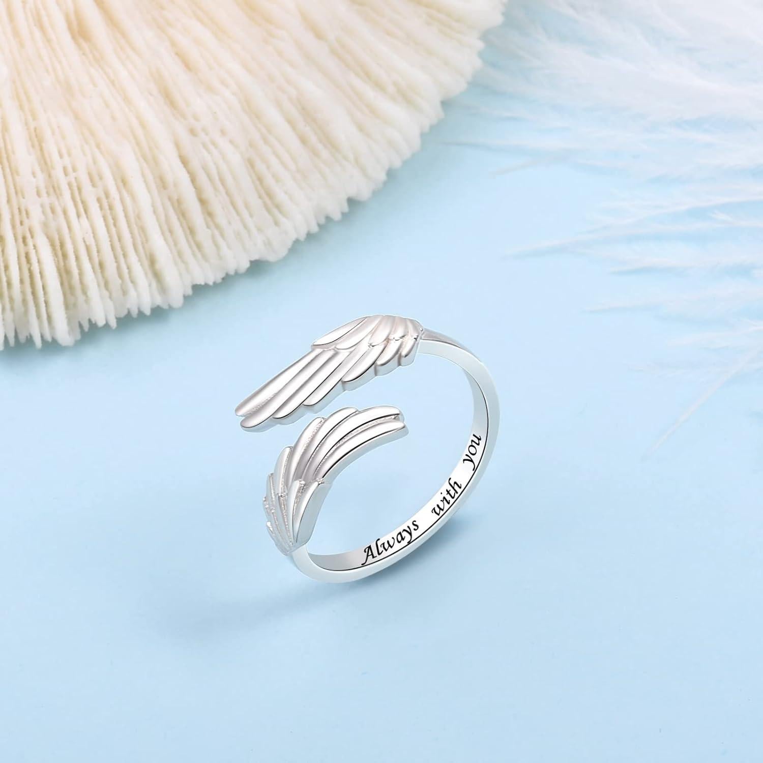 Anillo de alas de ángel YLT S925 ajustable para mujeres