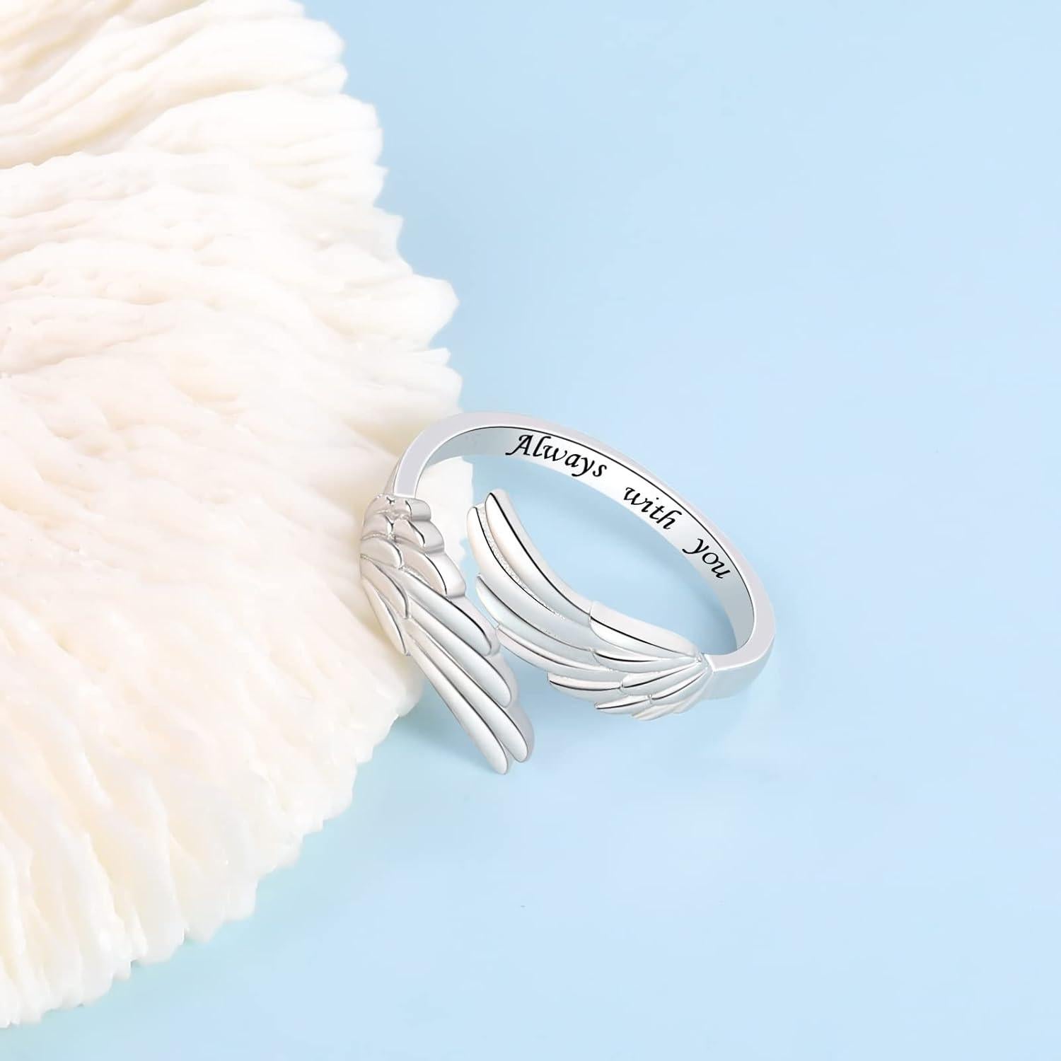 Anillo de alas de ángel YLT S925 ajustable para mujeres