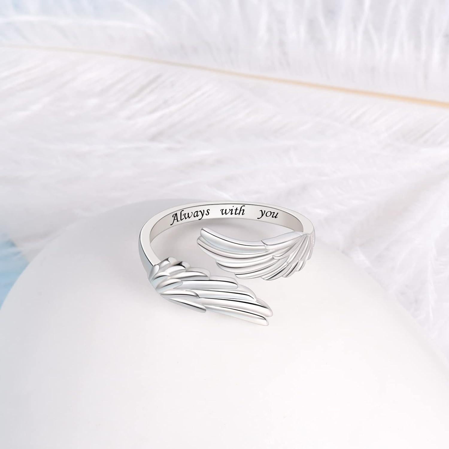 Anillo de alas de ángel YLT S925 ajustable para mujeres