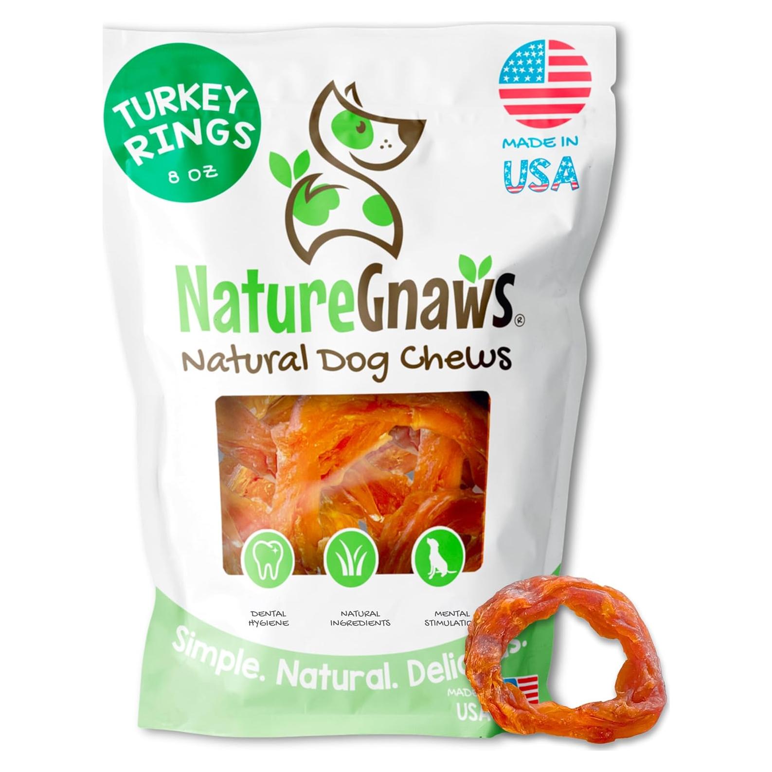 Anillos de Tendón de Pavo Nature Gnaws 226.8g - Snack Natural para Perros